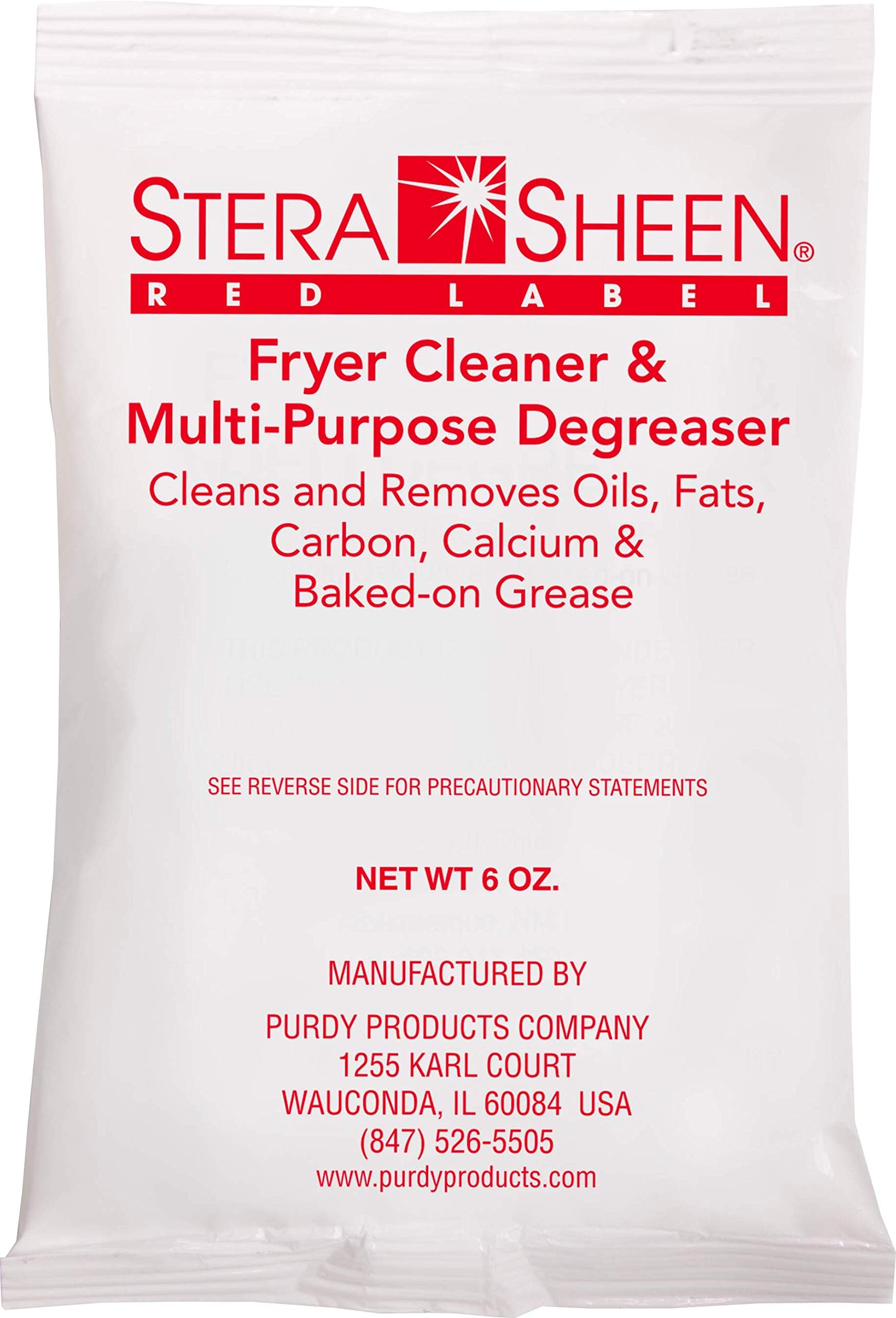 Fryer Cleaner, 24 x 6 oz. Pkts, Stera Red Label Food Grade Fryer Cleaning Powder, Fryer Boil Out, Easy Use Portion Packets