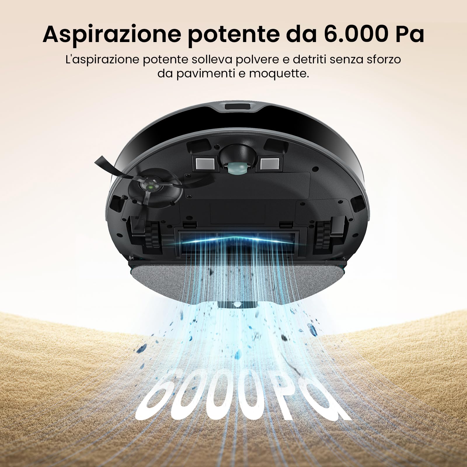 LEFANT M350 Robot Aspirapolvere Lavapavimenti con Mappatura Laser ToF, Corpo Ultra Sottile 7.9cm, 6000Pa, Svuotamento Automatico 75 Giorni, Ideale per Appartamenti, Grigio
