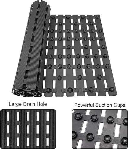 Miniatura 2 de MBOSS Tapete de ducha antideslizante para bañera, tapete de baño para ducha, tapete de baño antideslizante con orificio de drenaje y ventosas