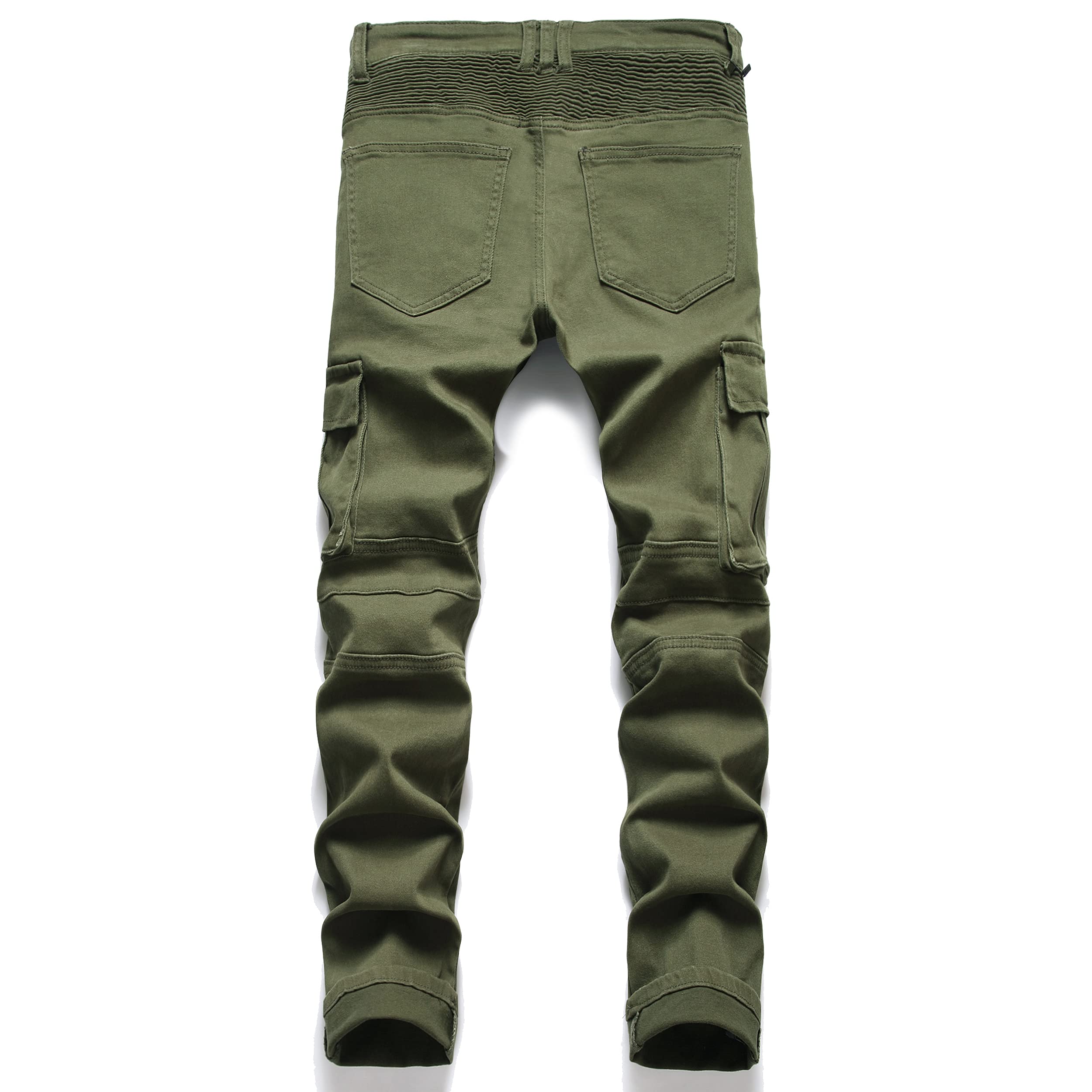 AITITIA Herren-Jeans, Biker-Reißverschluss, Deco, gewaschen, gerade Passform