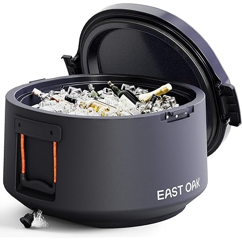 East Oak Cooler, 25 Qt Ice Chest, 28 Cans Portable Cooler with Removable Lid, Outdoor Cooler with Draining, Insulated Rotomolded Cooler,  Ice Cooler, Sealed Ice Chest for Camping, Picnic