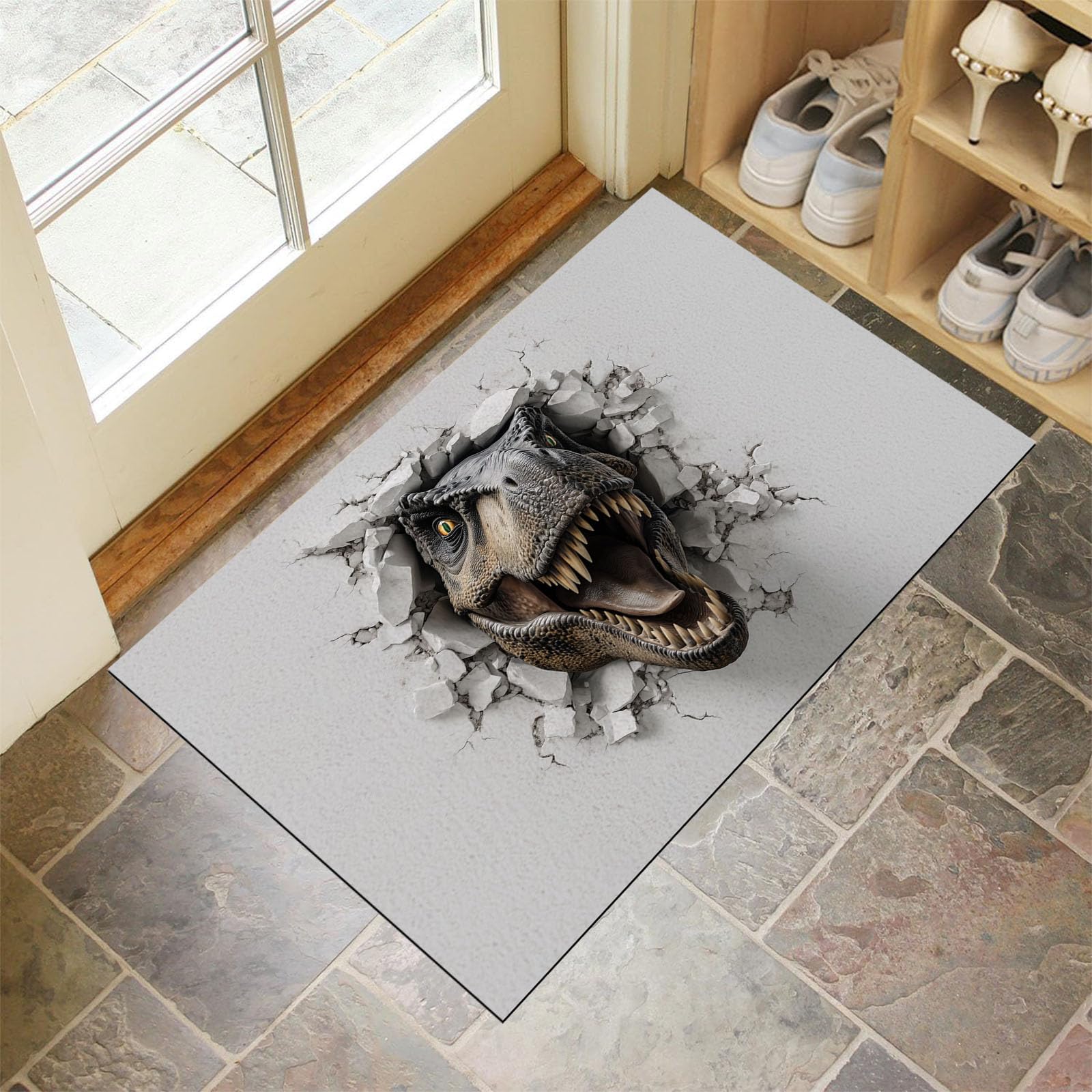 Tapis de cuisine 90x150 cm antidérapant paillasson intérieur motif dinosaure