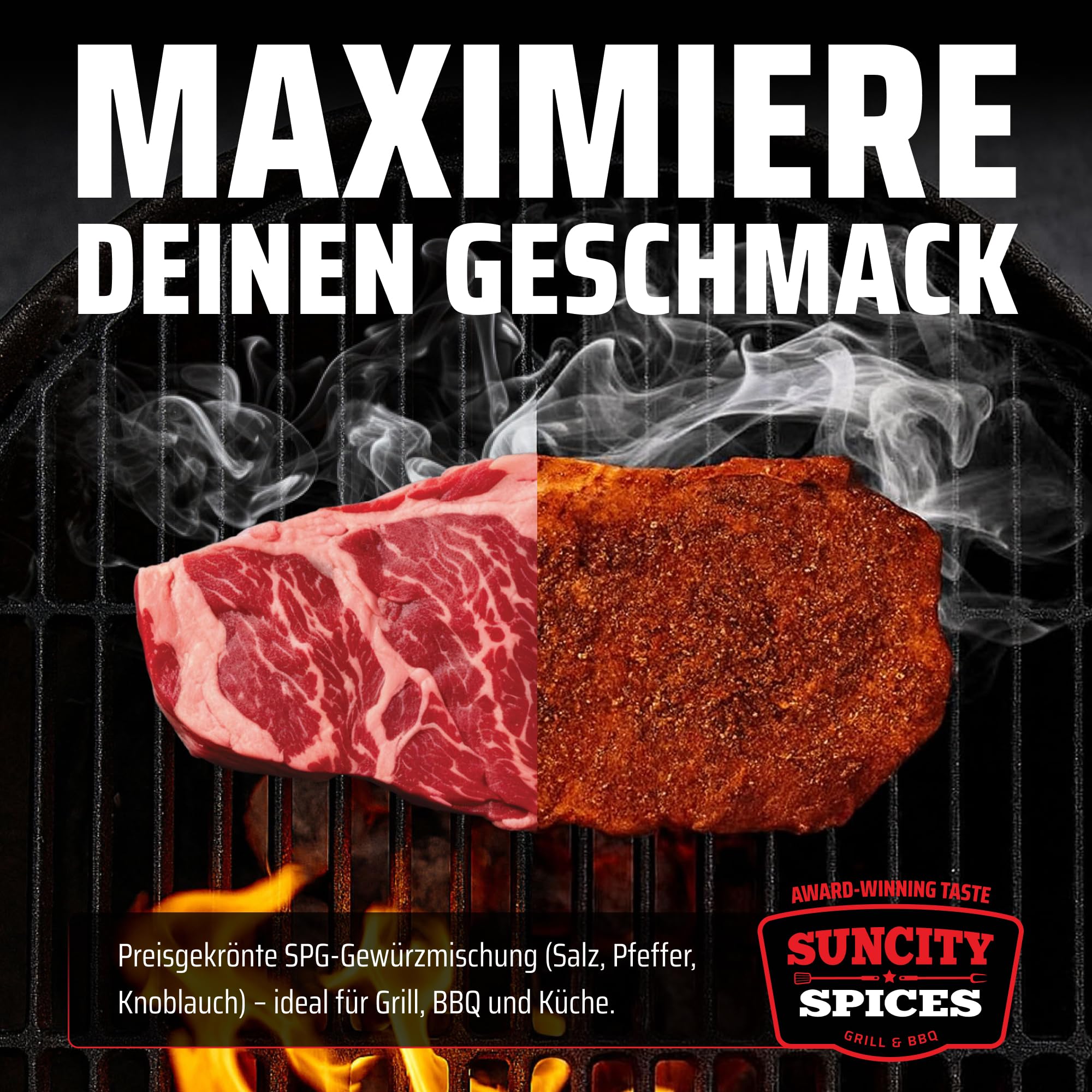 SunCity BBQ Rubs Geschenkset – 6x 250g Gewürzmischung für Pulled Pork, Ribs, Brisket & Chicken – BBQ Rub Set mit Paprikapulver & Gewürzen – Grillgewürz (6 x 250g, BBQ Box)