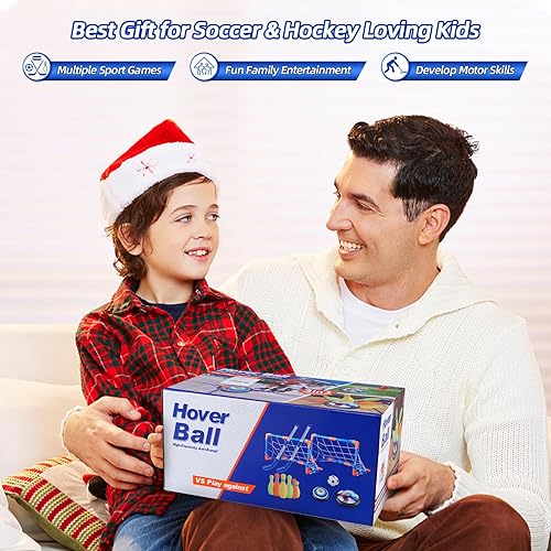 Miniatura 9 de Hover - Balón de fútbol para niños, juego de juguetes de fútbol flotante 4 en 1, pelota de fútbol flotante recargable con luz LED, juguetes para