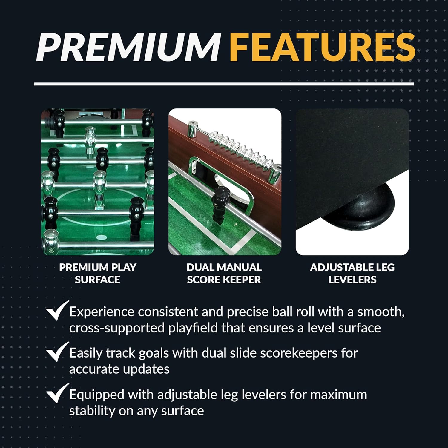 Hathaway Metropolitan 54 inch Foosball Table Adult Size for Family Game Rooms - With Smooth Playfield, Dual Abacus Scoring, Weighted Players, Sturdy Leg Levelers & 2 Foosballs - Cherry Finish