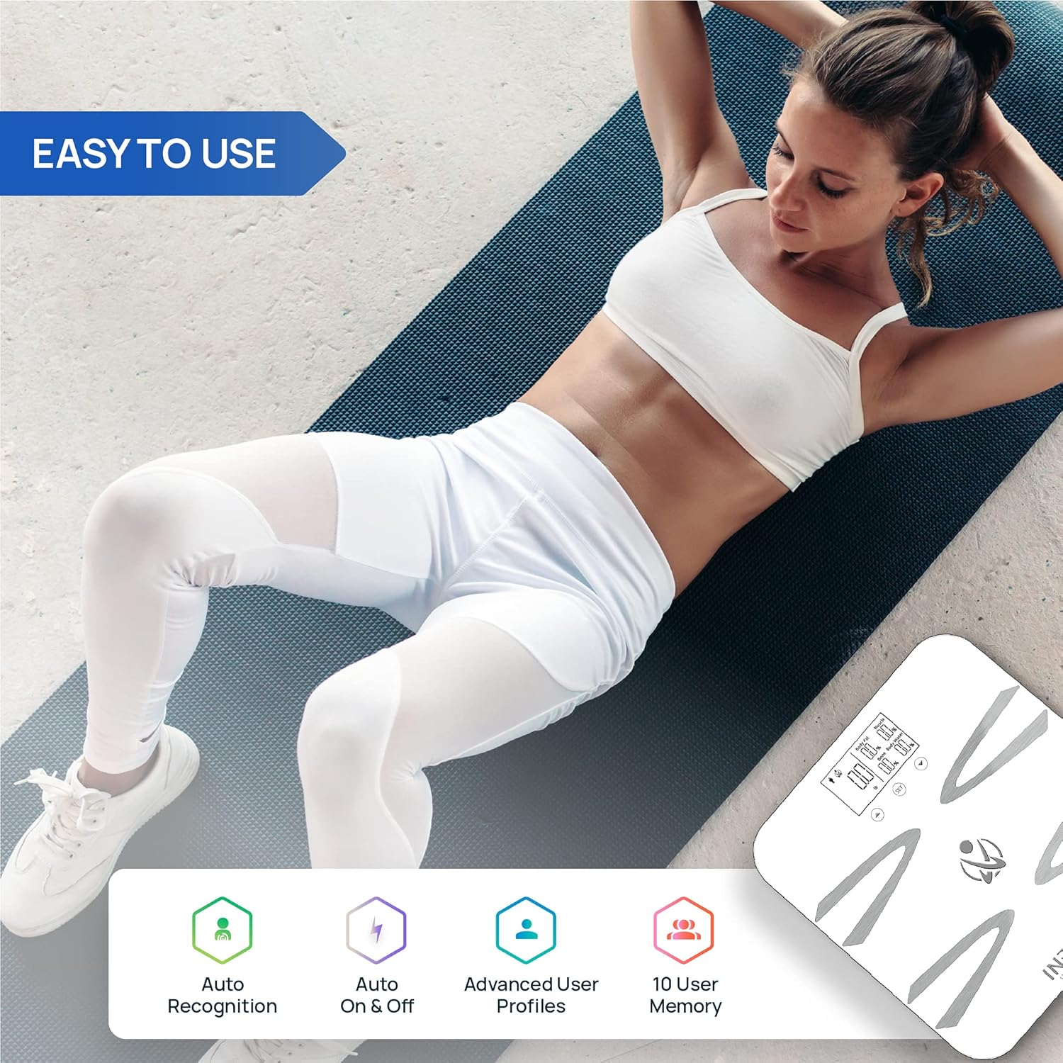 INEVIFIT Body-Analyzer Scale, Highly Accurate Digital Bathroom Body Composition Analyzer, Measures Weight, Body Fat, Water, Muscle, BMI, Visceral Levels & Bone Mass for 10 Users. Includes Batteries : Health & Household