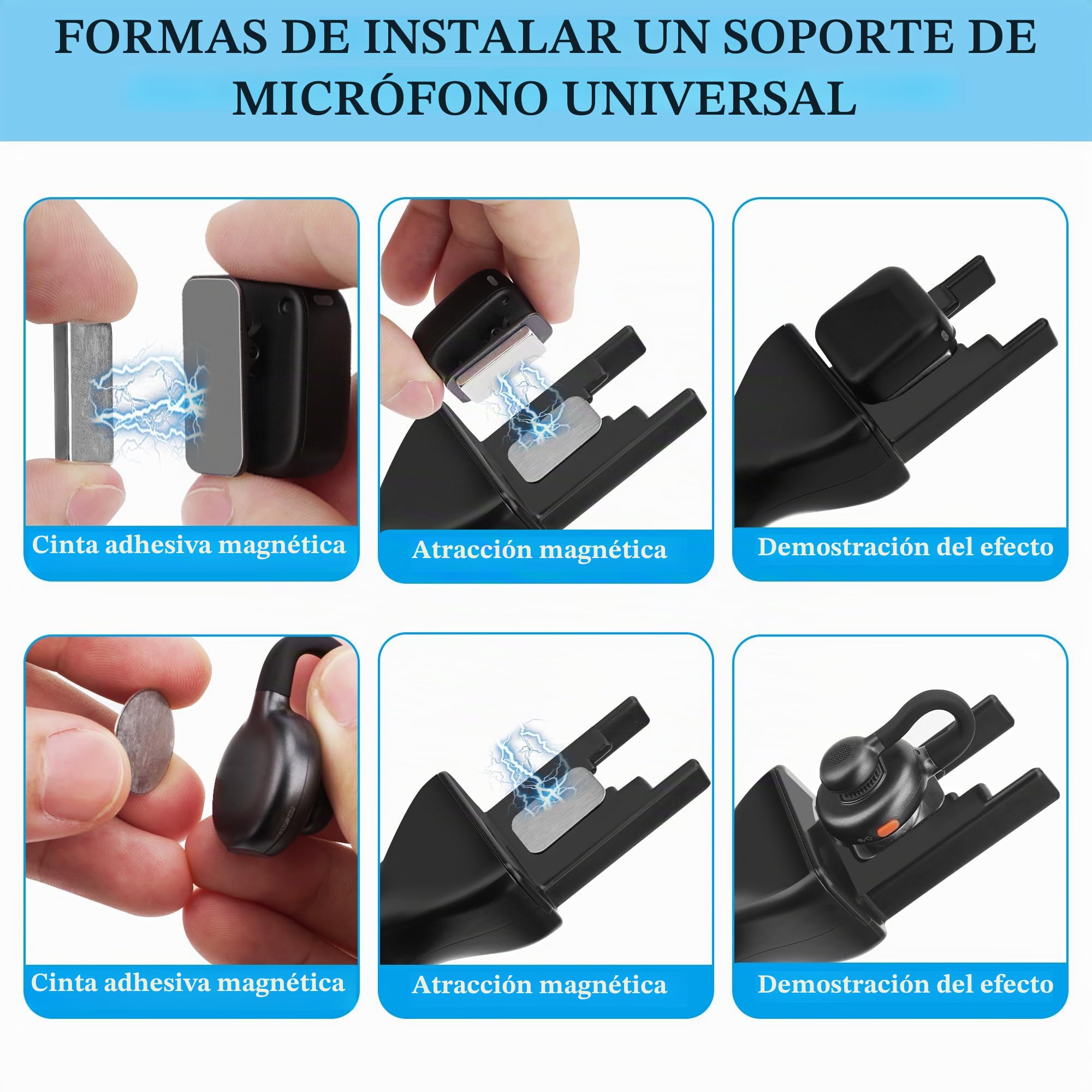 Geekria for Creators Mic Handle Mango de micrófono para DJI Mic 3, compatible con Hollyland Lark M2S, Rode Wireless GO Lavalier Mic, Soporte magnético de micrófono con 3 filtros anti-pop