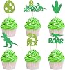 24PCS Dinosaur Cupcake Toppers 1 Rex Dinosaur Cupcake Picks Happy Birthday Roar One Years Old Dino Theme Baby Shower Birthday Party Cake Decorations Supplies Green 2