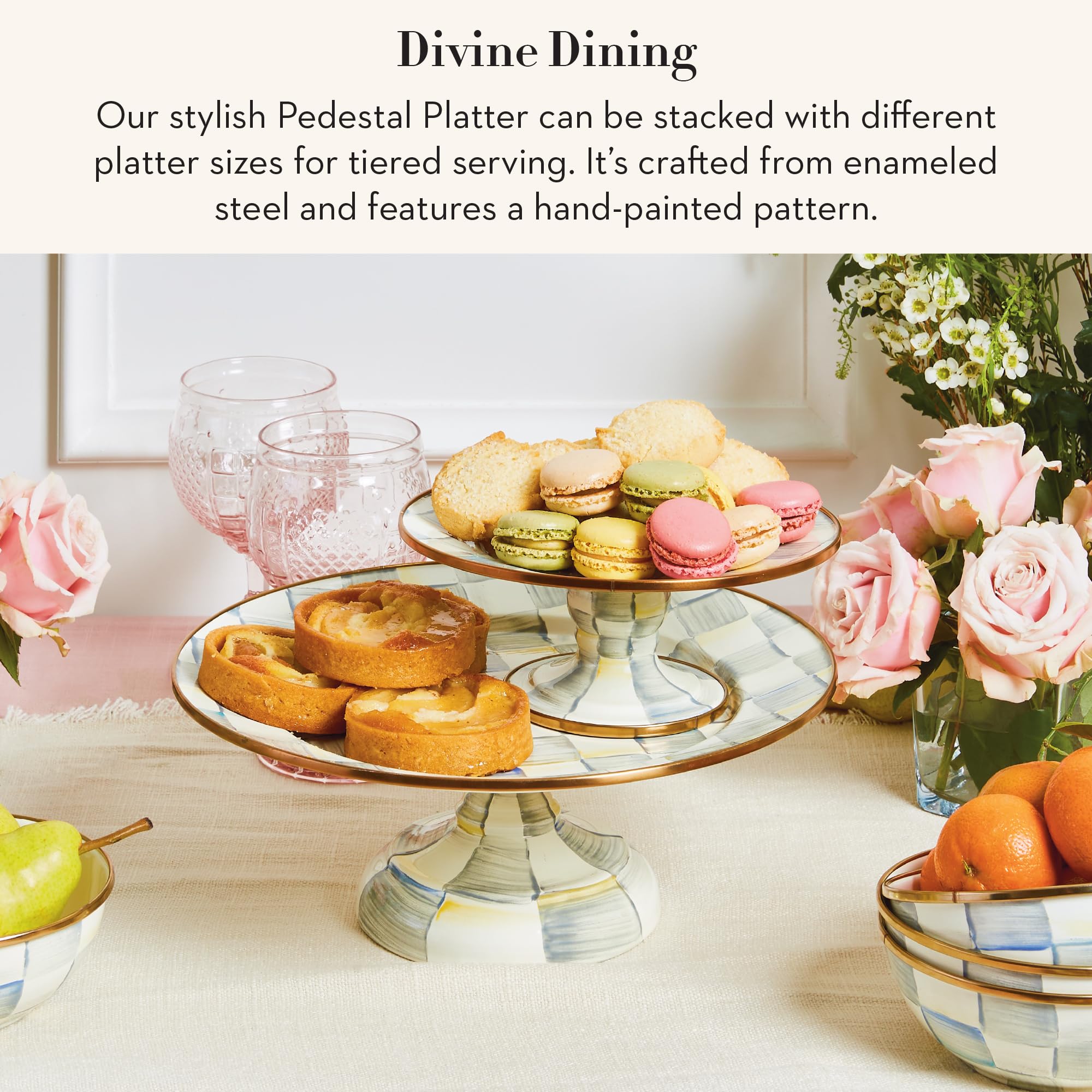 Amazon.com: MACKENZIE-CHILDS Enamel Pedestal Platter, Round Cake