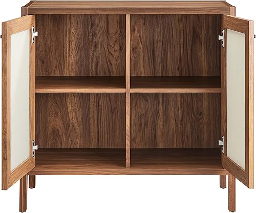Miniatura 6 de Modway Capri - Armario de almacenamiento de nogal de 33 pulgadas, para pasillo o entrada, con puertas, mesa de buffet moderna de mediados de siglo o