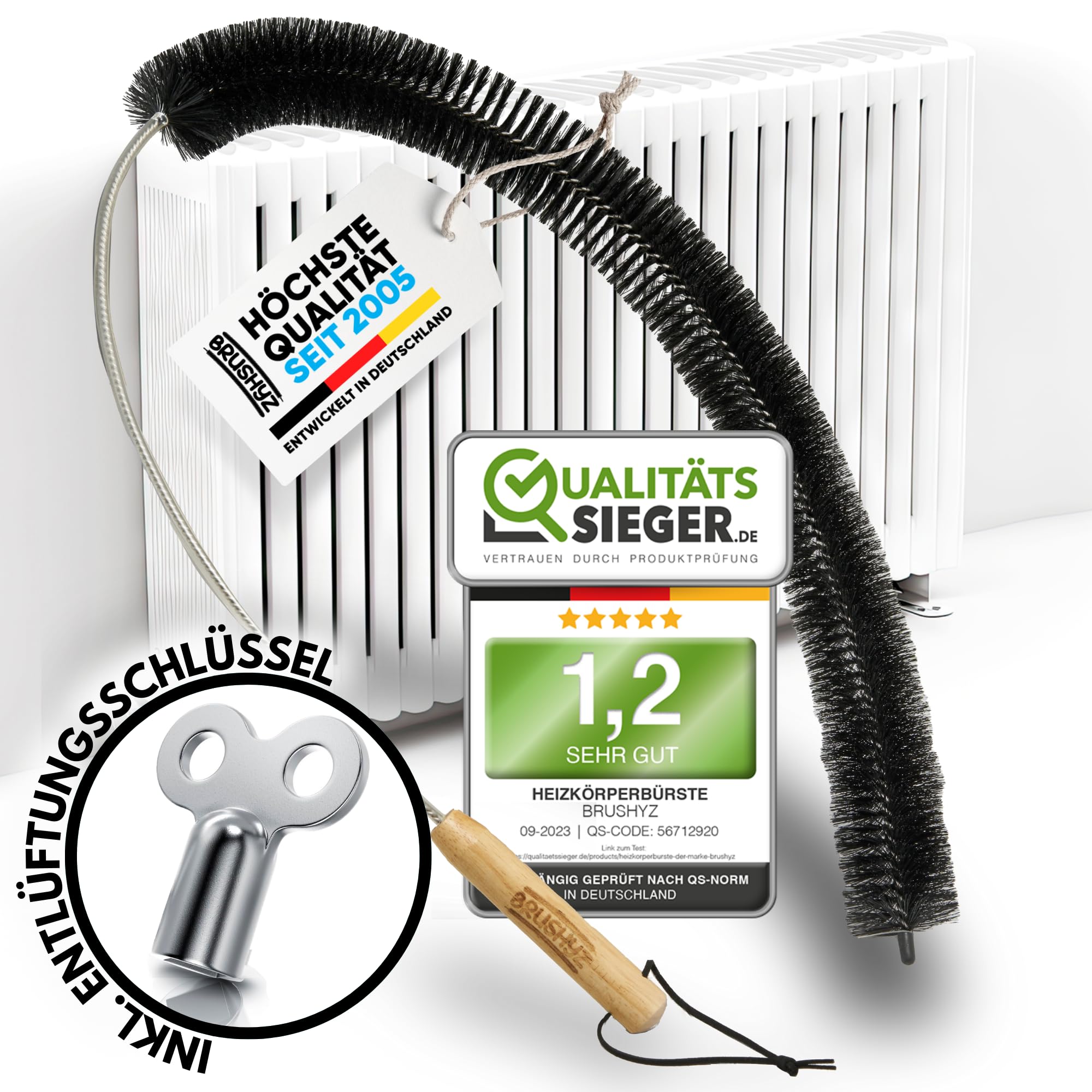 Heizungsbürste [Note 1,2] Heizkörperbürste lang 117cm kratzfrei mit weichen Borsten I Heizkörper Reinigungsbürste für besseres Raumklima I Heizkörper reinigen mit Flexibler Heizungsreinigungsbürste