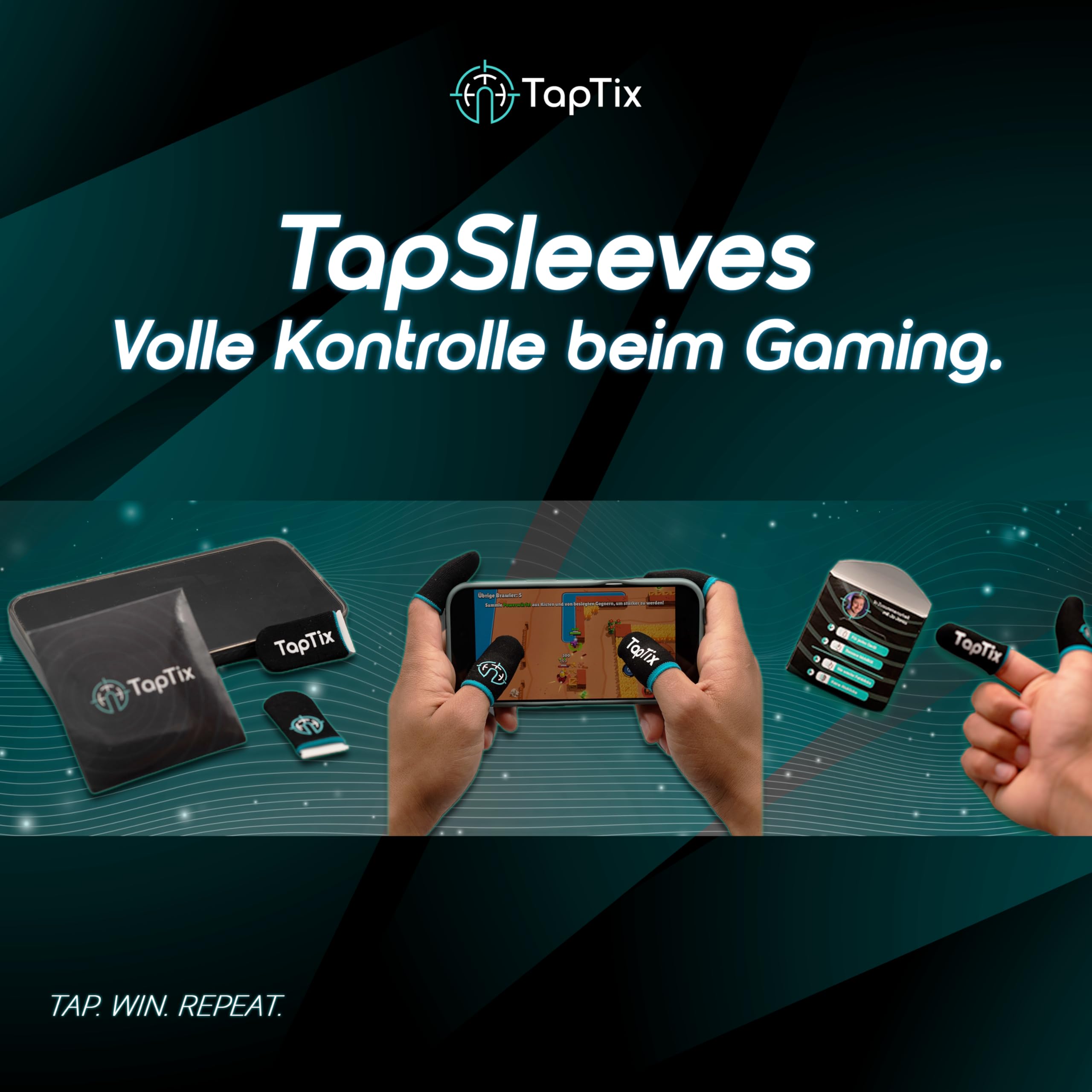 Gaming Finger Sleeves, 2 Paar (4 Stück) – Touchscreen Fingerlinge für Smartphone & Tablet, perfektes Gleiten & mehr Grip, atmungsaktiv, für Mobile Games & Shooter Games - 2