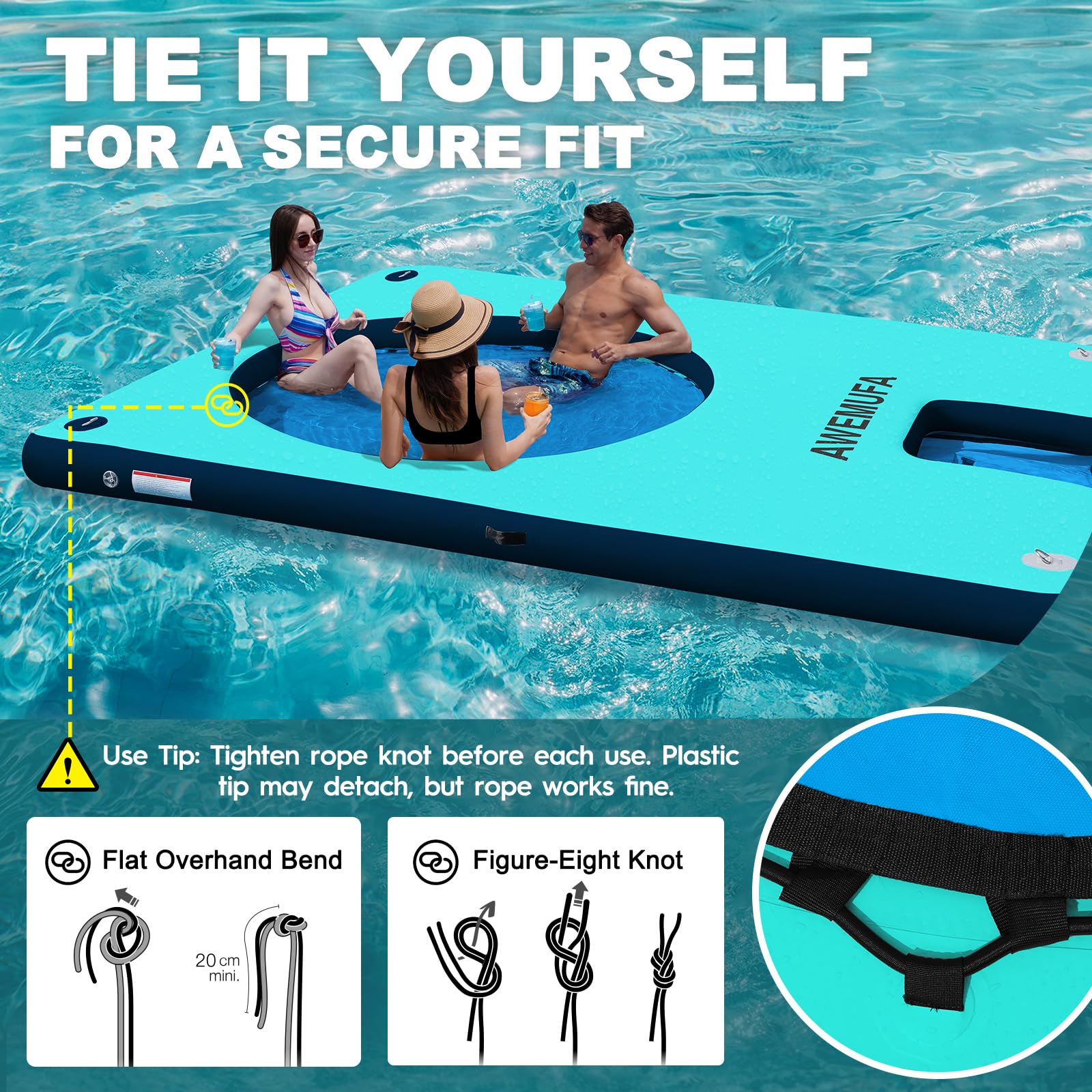 AWEMUFA Inflatable Dock Platform with Mesh Floating Water Hammock Lake Floats Island Raft Tannning Pool Lounger Water Mat for Family Party Pool Beach Ocean product thumbnail 6
