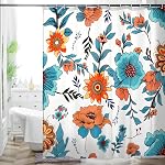 HMS Happy Memories Bohemian Rideau de salle de bains de fleur coloré Boho Floral Imprimer Beau tissu de polyester brillant Rideau de douche pour la décoration de salle d'eau, 72"x72"