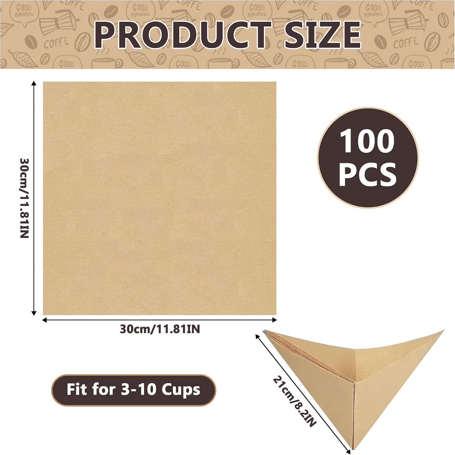 100ct Pre-Folded Cone Coffee Filters for Chemex Pour-Over Coffee Makers