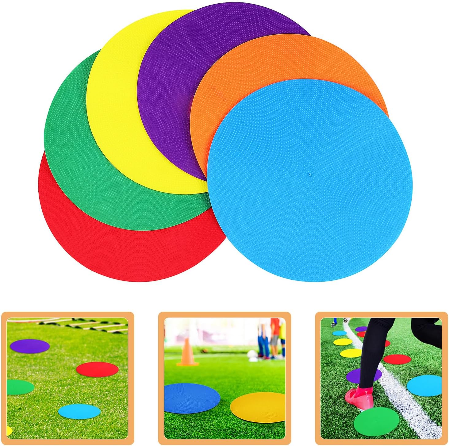 18pcs Soccer Training Spot Markers Flat Non-Slip Disc Cones 9" Football Yard Markers for Speed Agility Practice Sports Field Marking Equipment