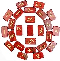 Vista 6 de Crocon Runas de piedras preciosas de forma rectangular con 25 piezas, juego de runas de cristal de adivinación metafísica curación chakra Reiki Set