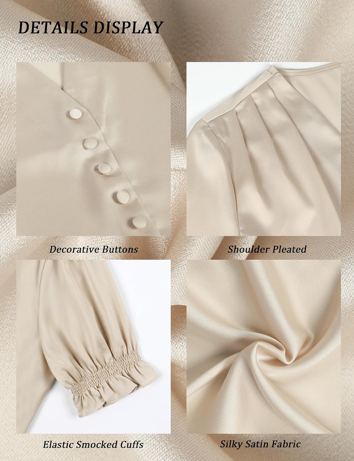 BMJL Women's Dressy Casual Satin V Neck Short Sleeve Blouse - Image 4