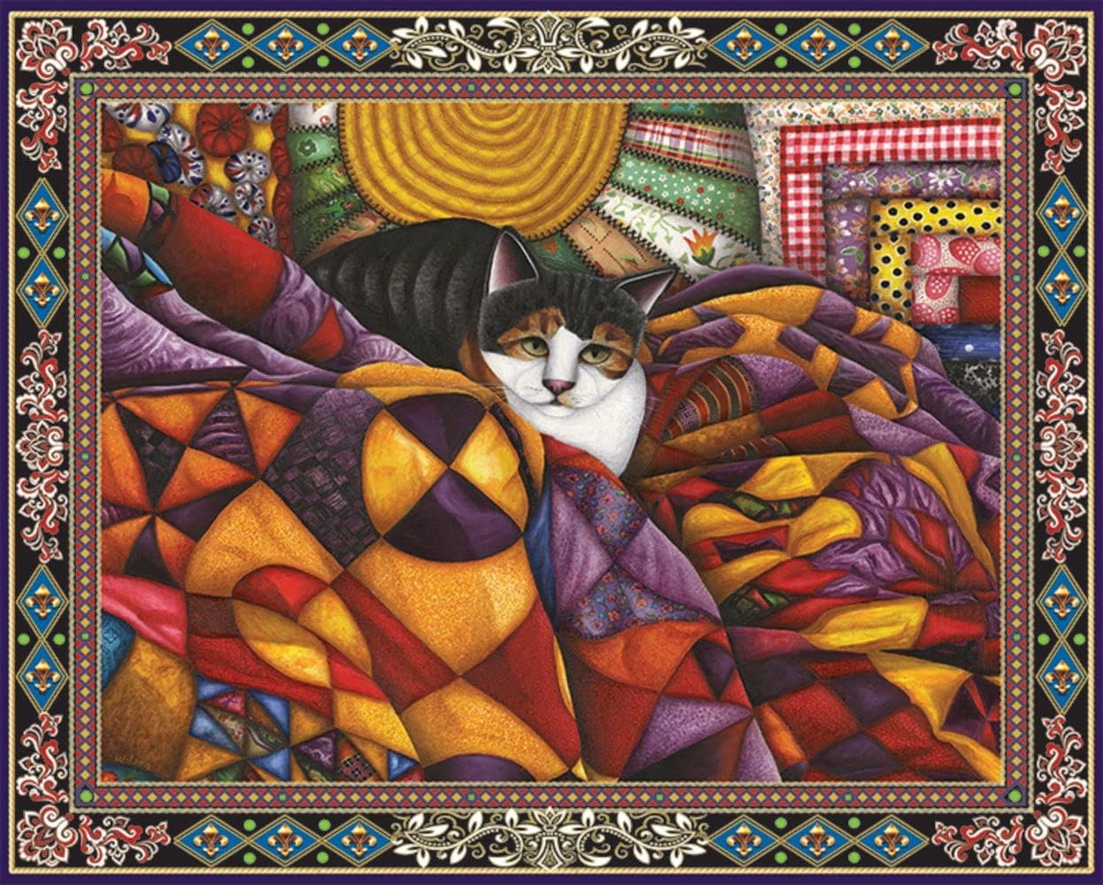 Springbok's 1000 Piece Jigsaw Puzzle Quilted Cat - Made in USA