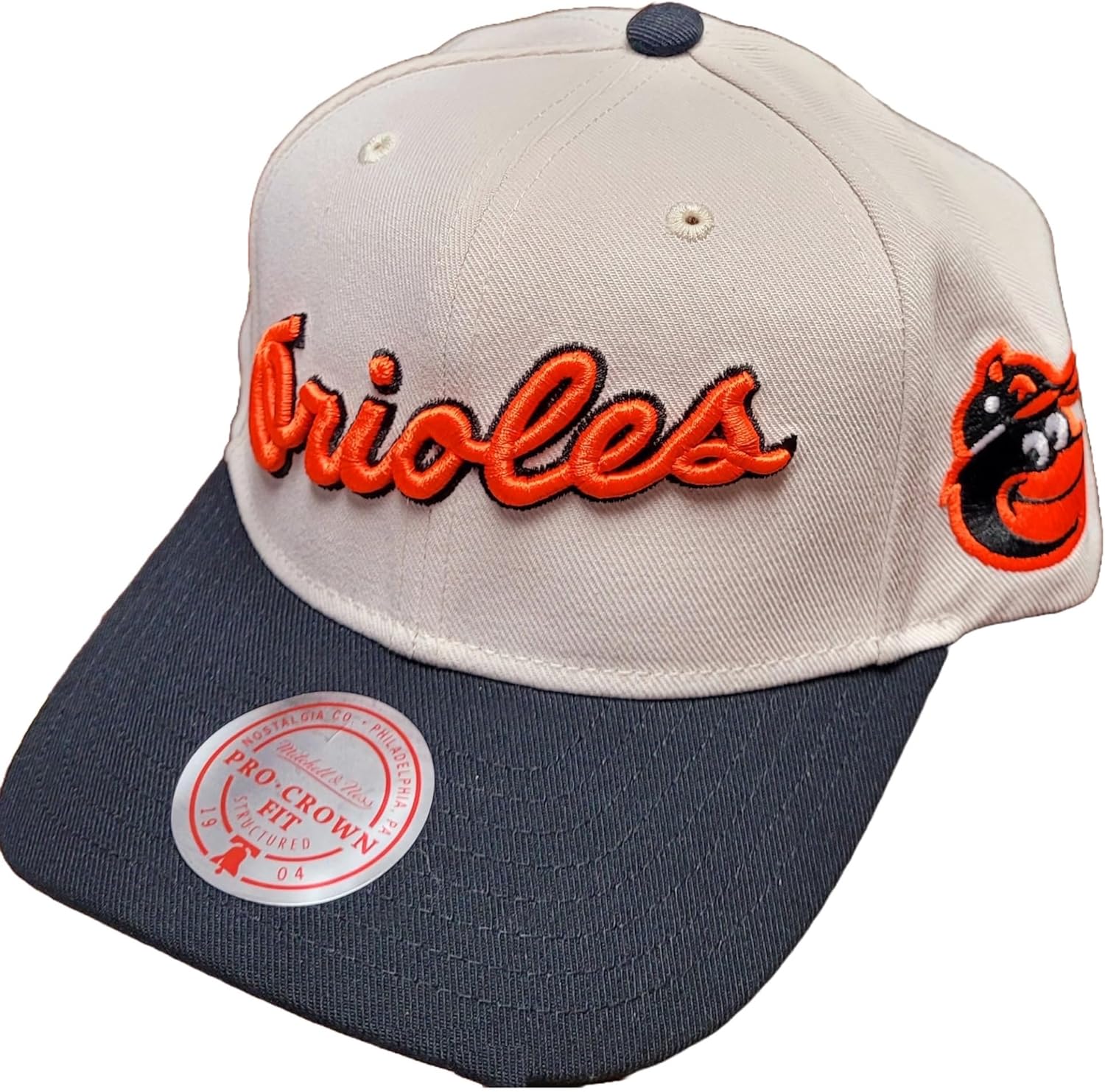 Mitchell & Ness Baltimore Orioles MLB Off Word Pro Snapback Hat Cap - Off White