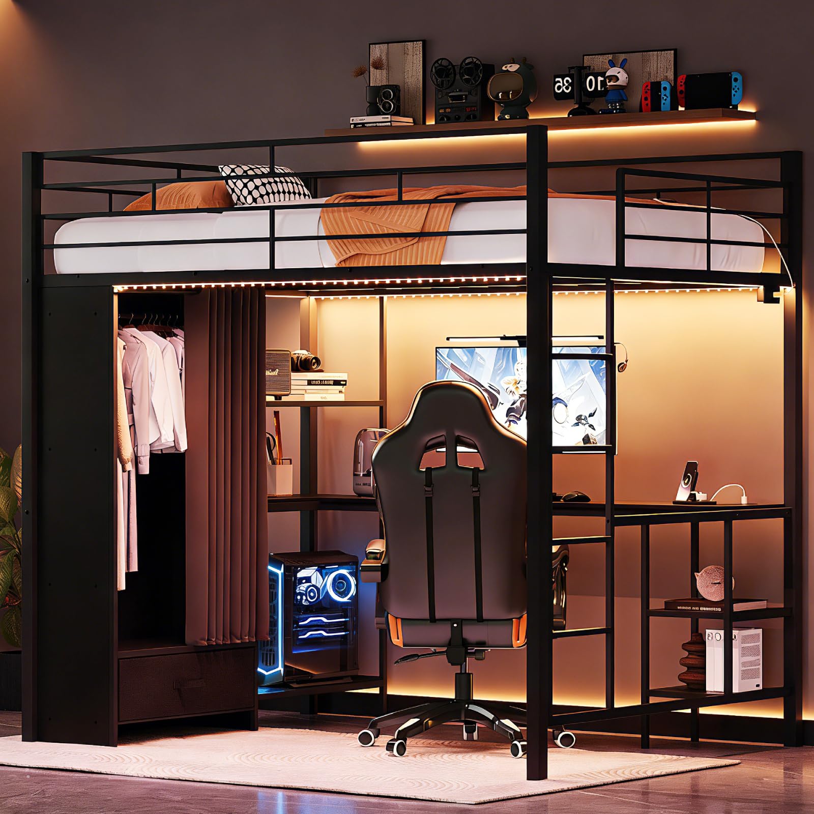 VINGLI Queen Loft Bed
