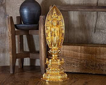 Amazon｜仏像 阿弥陀如来 舟形 24.5cm（金メッキ/24金） 仏師：牧田