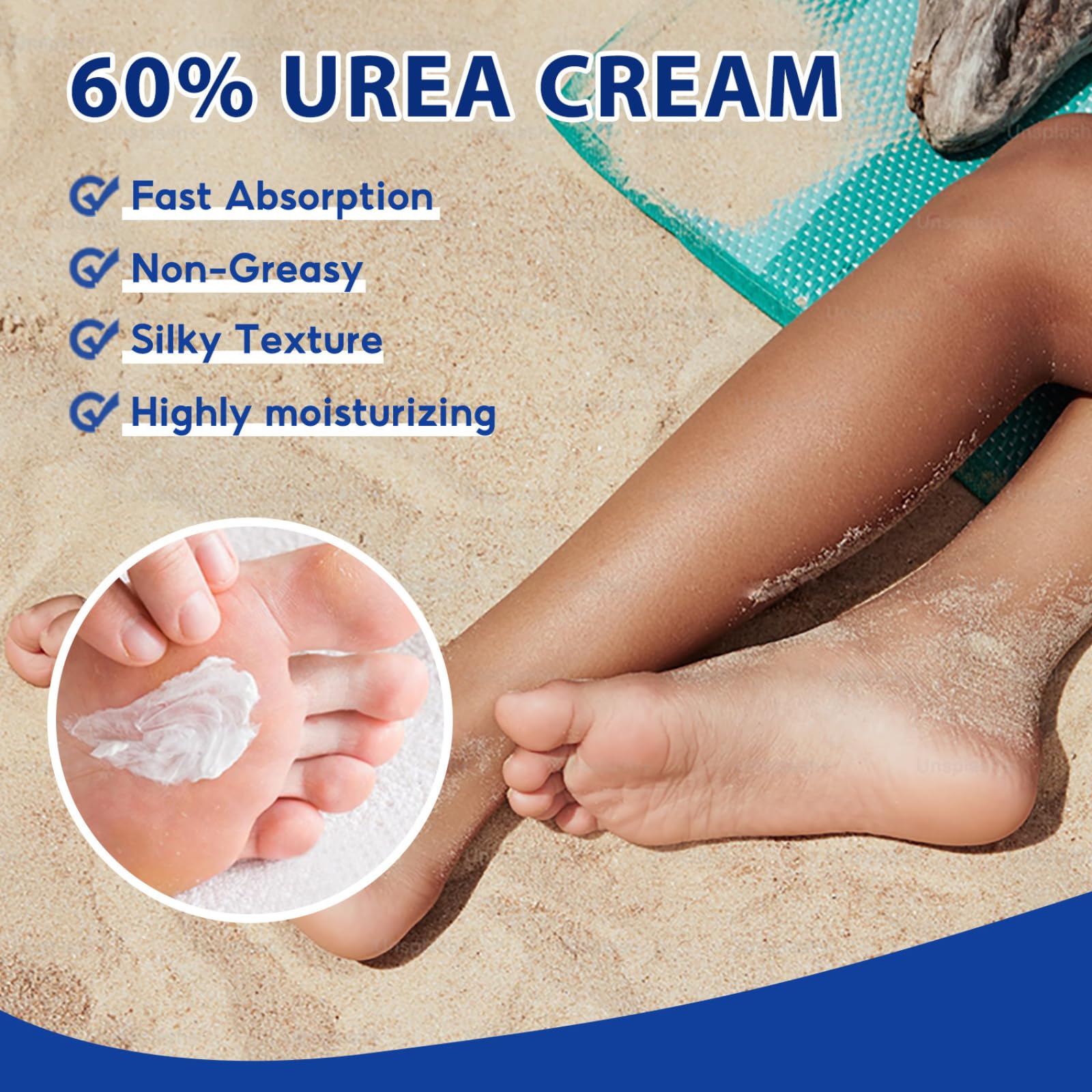 60% Urea Cream, Cracked Heel Repair Cream For Feet and Hand, Foot Cream for Cracked Heels and Dry Skin - Image 2