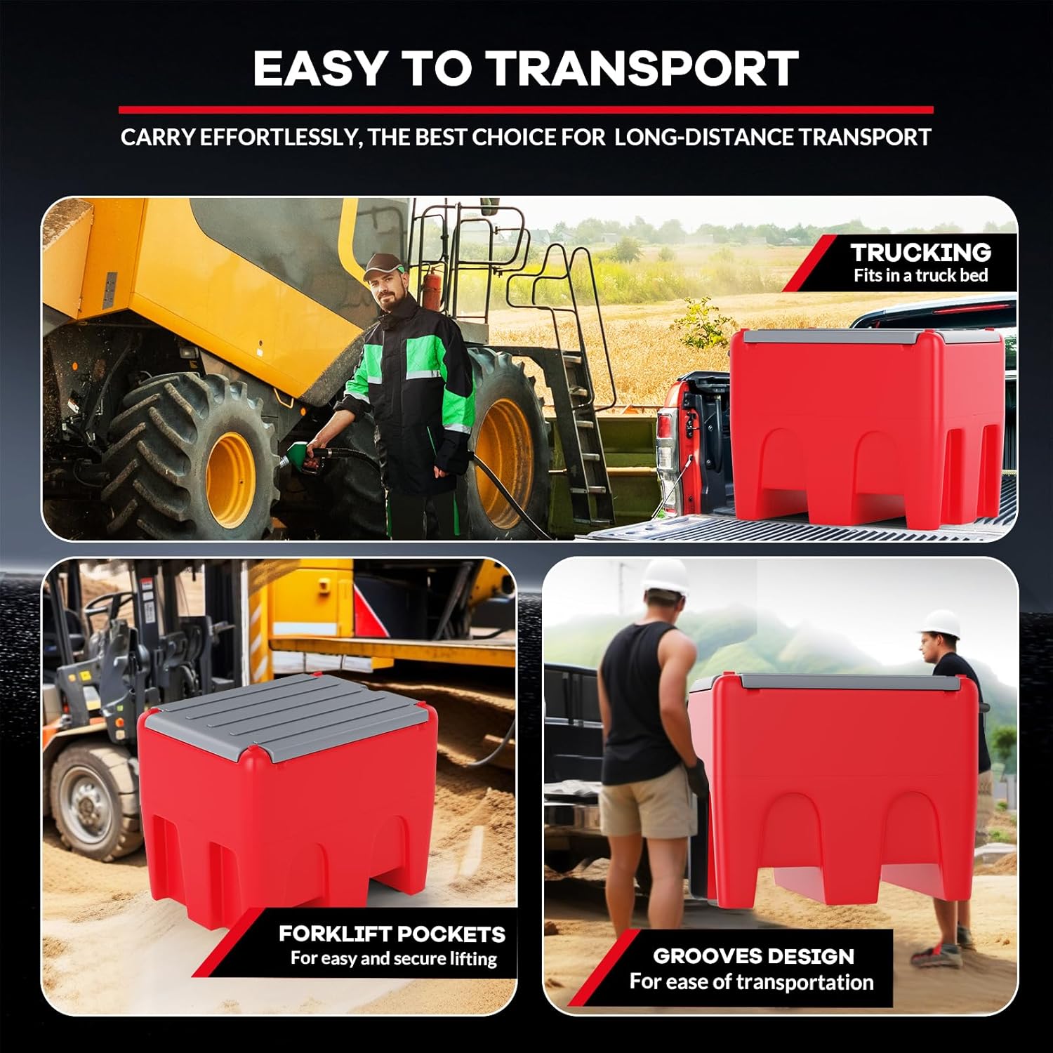 52 Gallon Portable Fuel Tank with 12V Electric Pump, 13ft Hose & Auto Shut-Off Nozzle – Heavy Duty Diesel & Gasoline Fuel Container for Truck, Tractor, Generator, ATV & Job Site - Red