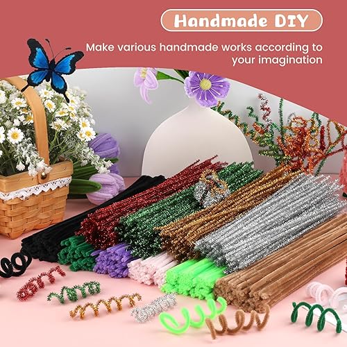 Vista 28 de 100 limpiapipas, limpiapipas para manualidades, creativos para hacer flores, tallos de chenilla, limpiadores de tuberías, flores, suministros