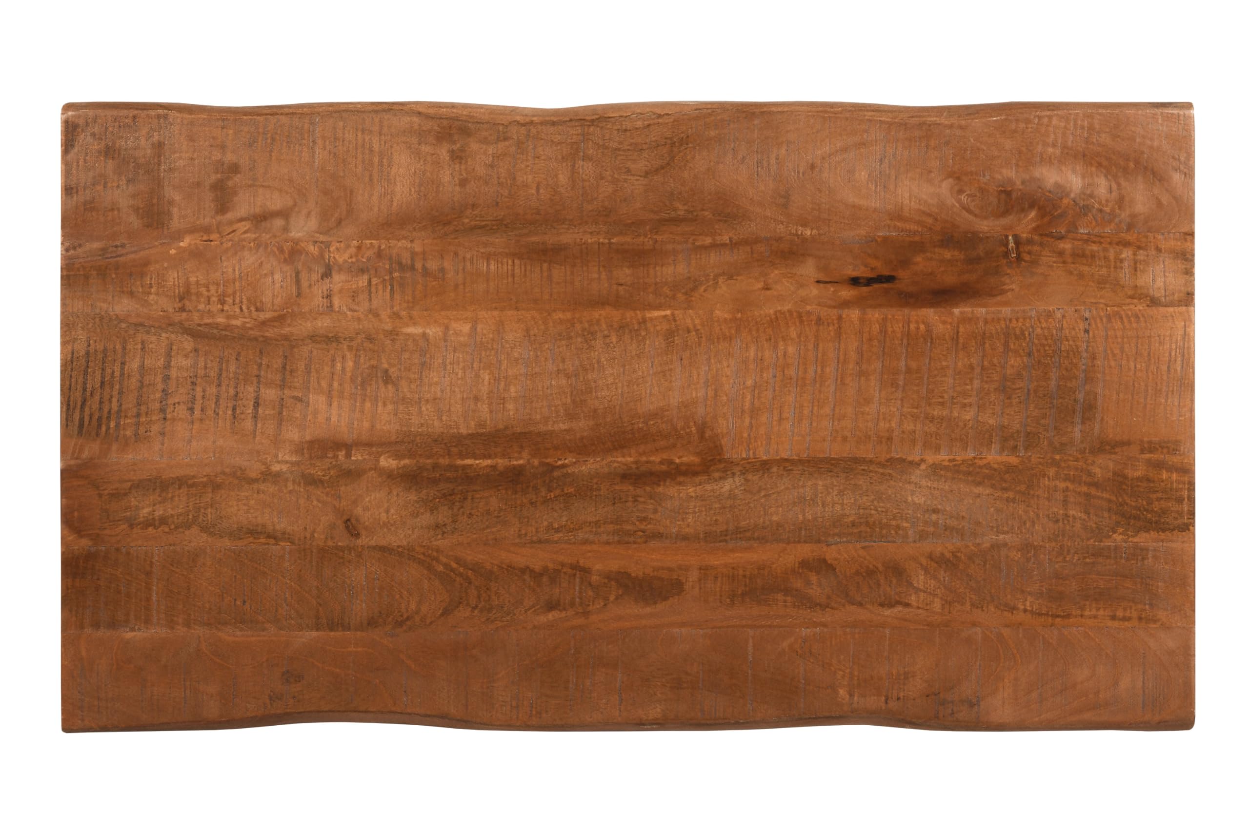 SAM Couchtisch Patrick 115x65 cm Mangoholz Honig lackiert U-Gestell schwarz | Mangoholz massiv, honigfarben, Sofatisch/Beistelltisch mit Ablage, echte Baumkante, Metallgestell
