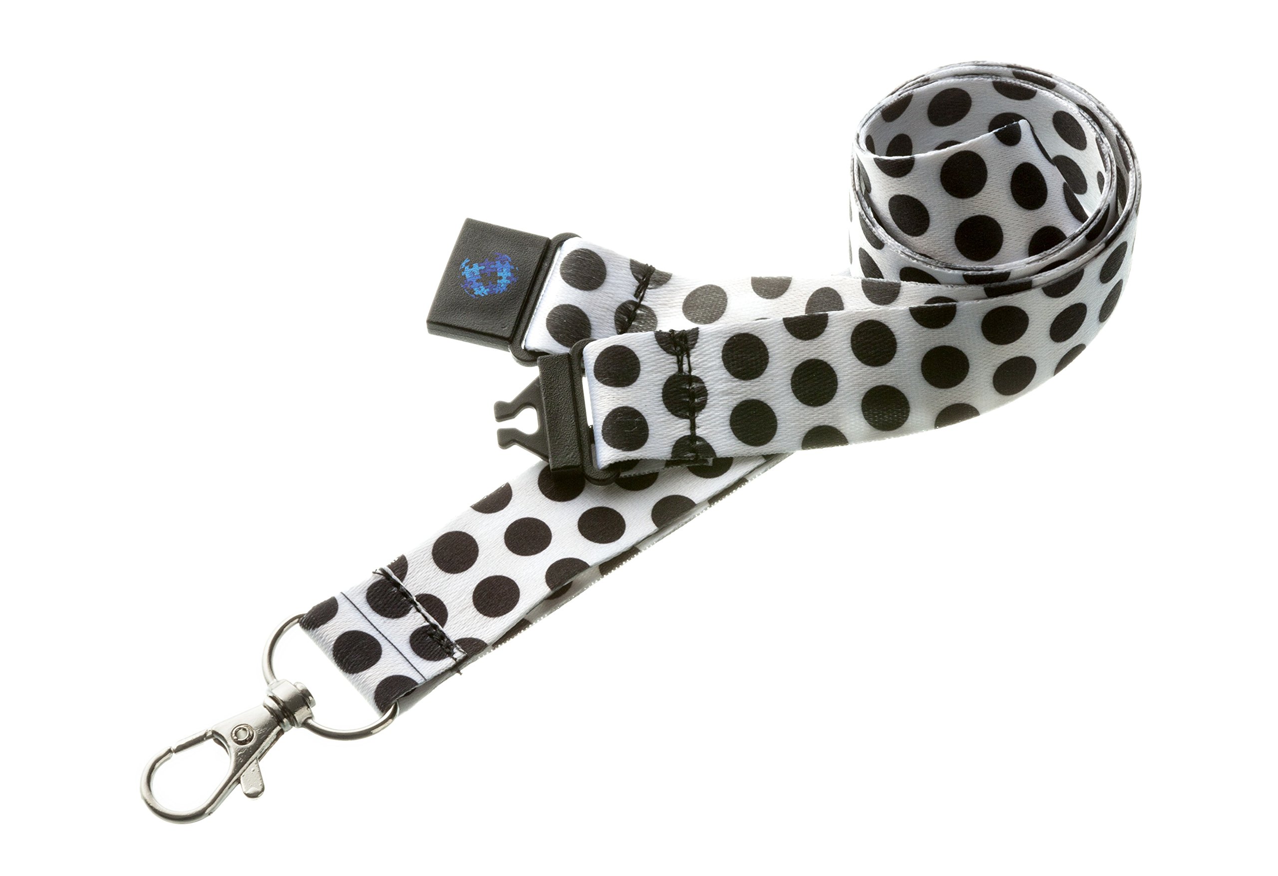 Pac Supplies Global Ltd White Funky Polka Dot Lanyard With Safety Breakaway - With Black Spots