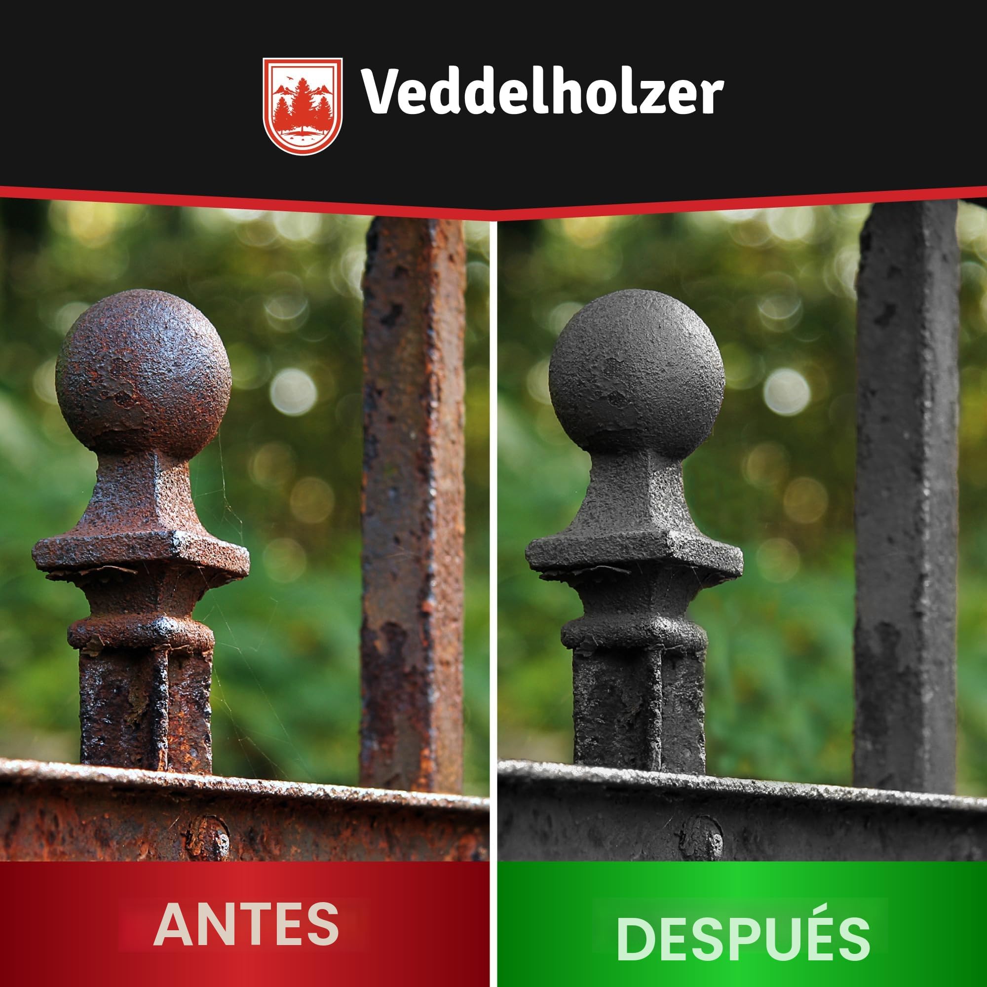 Veddelholzer Premium 500 ml Rostumwandler Gel Set incluye fieltro abrasivo y cepillo. Desengrasante de óxido, anticorrosivo, eliminador de óxido para metal, coche, moto, bicicleta, etc. Alternativa