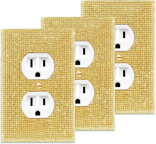 Cubierta de placa de pared dorada con diamantes de imitación coloridos, cubierta de interruptor de luz de colores, cubierta de interruptor de luz