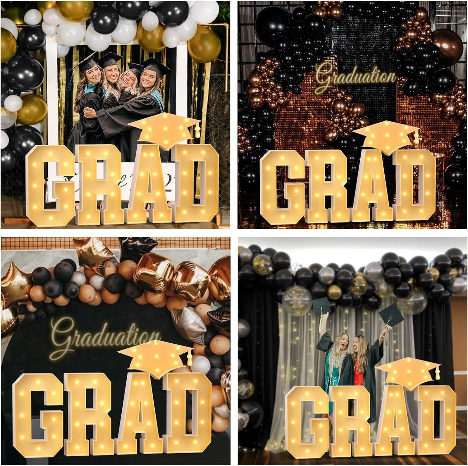 Letras iluminadas para decoración de graduación