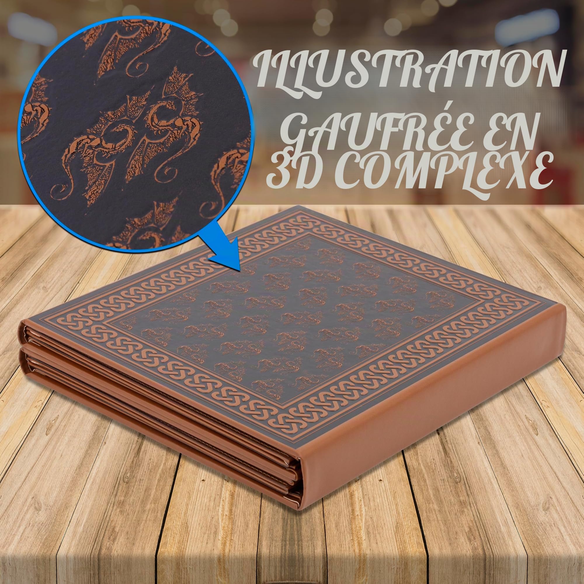 CASEMATIX DM Écran en Faux Cuir à 8 Panneaux Deluxe GM - Écran Pliable en Huit Panneaux pour Dungeon Master avec 2 Panneaux Basculants et Pochettes Effaçables à l'Eau pour TTRPG, Inserts Non Inclus