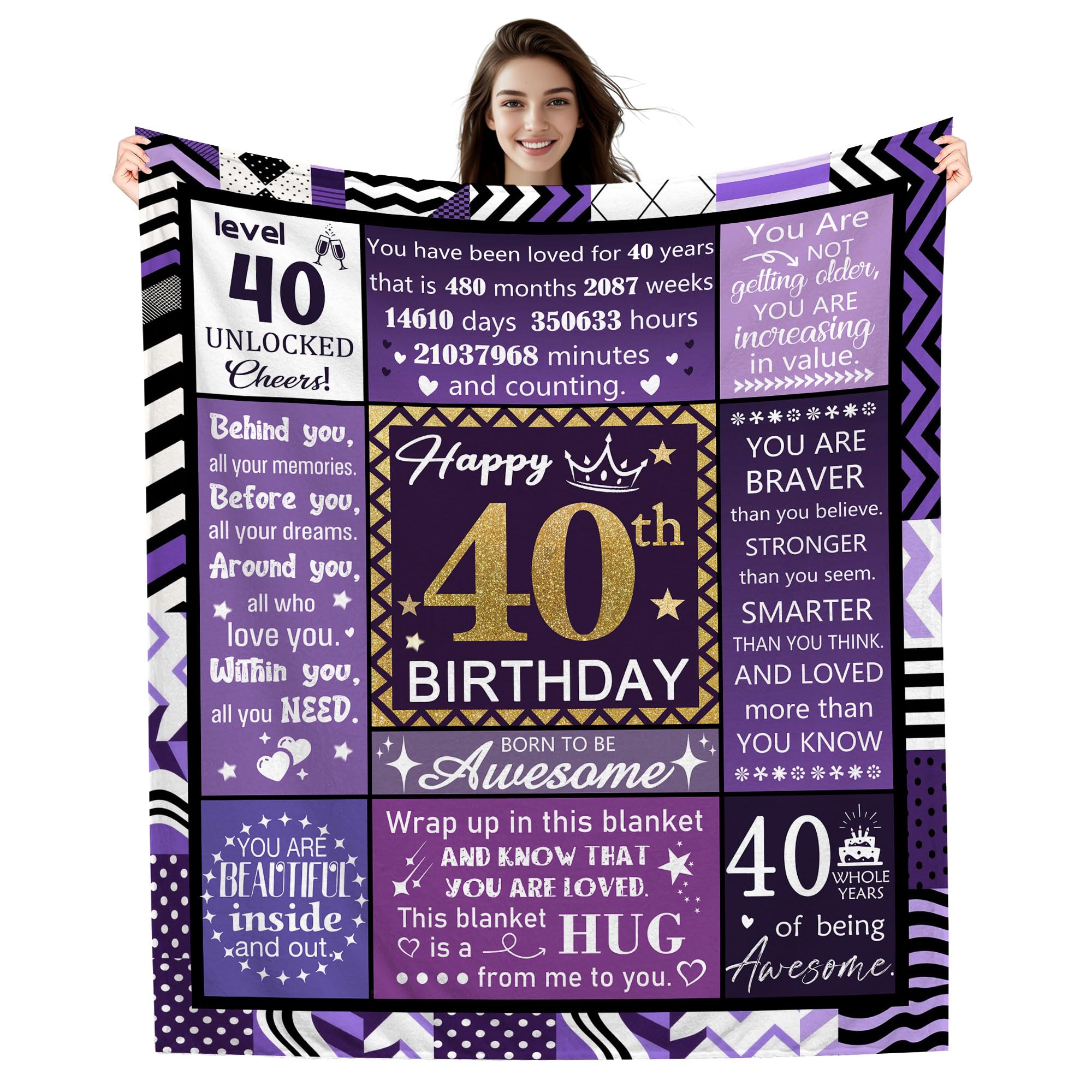 40 Years Old Gifts for Women, Happy 40th Birthday Blanket for Mum Auntie Sister Cousin Girlfriend Wife Best Friend, 40th Birthday Gift Ideas Blanket 50 * 60 Inches(40-her)