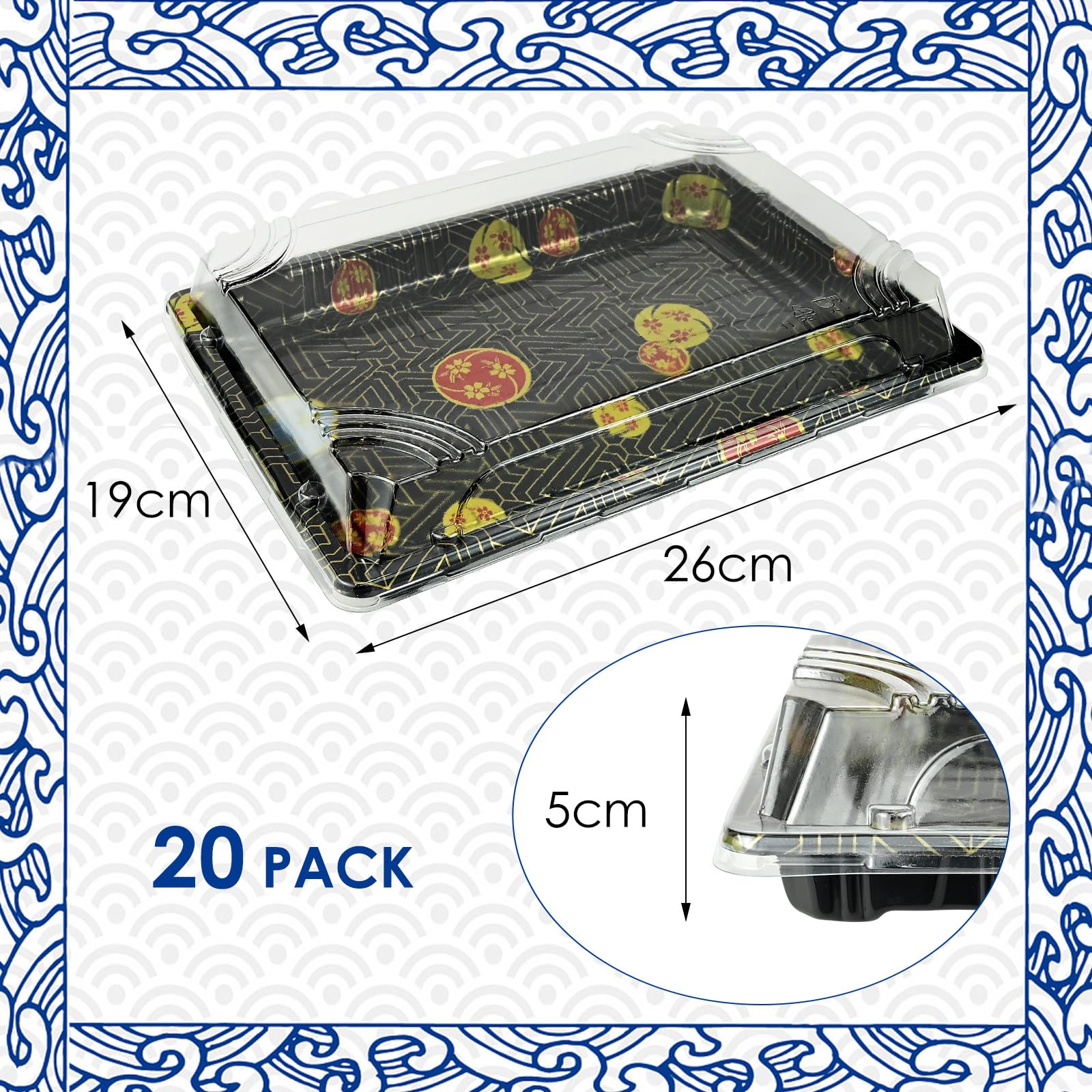 Vassoi Per Sandwich Con Coperchio, Riutilizzabili In Plastica, 20 Pezzi 33.5x24x7 Cm - Ideali Per Catering, Feste, Buffet, Sushi E Torte