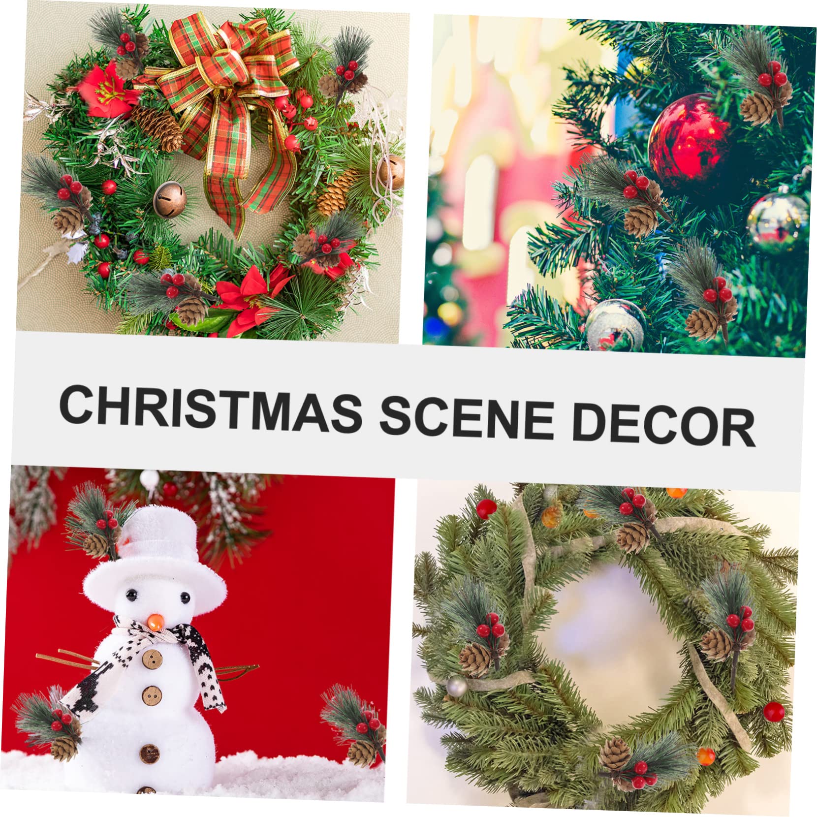 RLKHXBS 10 ück Tannenzapfen-Pflanzengirlande, künstliche Girlande, künstlicher Blumenkranz, Beerenpflücker, Weihnachtsbaum, zum Aufhängen, künstliche rote Beerenstiele, Weihnachten, Kunsthandwerk,