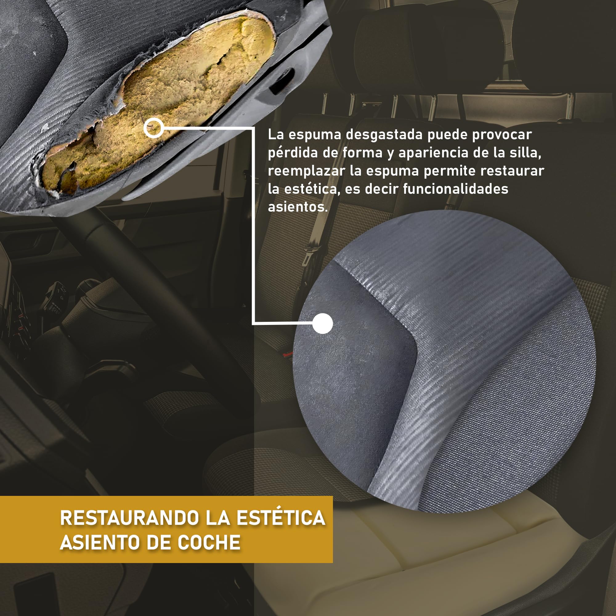CHROMEMASTER - Compatible con Renault Trafic 2001-2014 | Espuma del Asiento, Inserto de Espuma para los Asientos Delanteros; Cambia el Inserto del Asiento y Disfruta de un Nuevo Asiento Cómodo