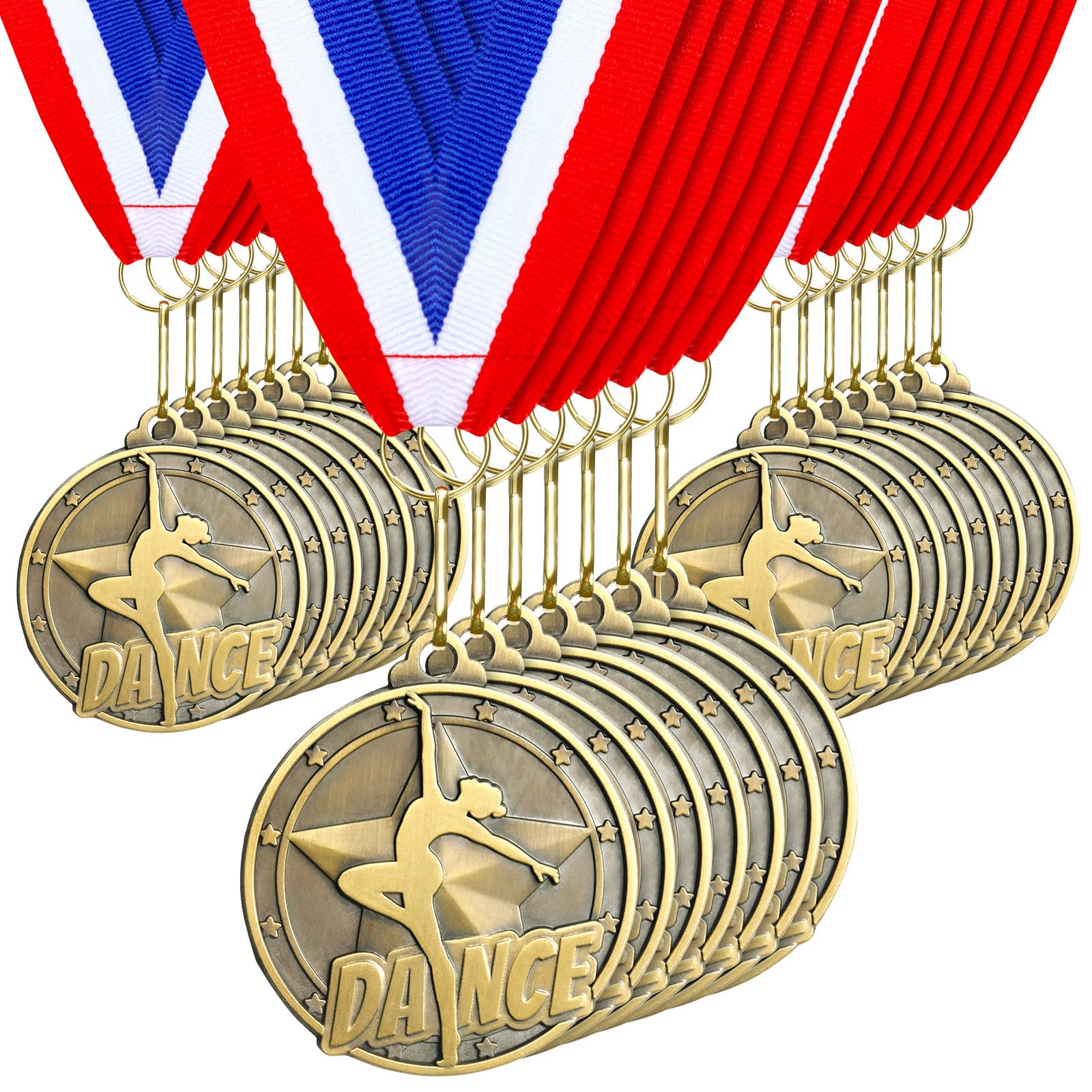 Quelay 30 medallas de Premio de 2 Pulgadas, medallas de Oro a Granel con Cintas para el Cuello, Trofeo de Metal, Regalo para torneos, competiciones, Fiestas, niños y Adultos