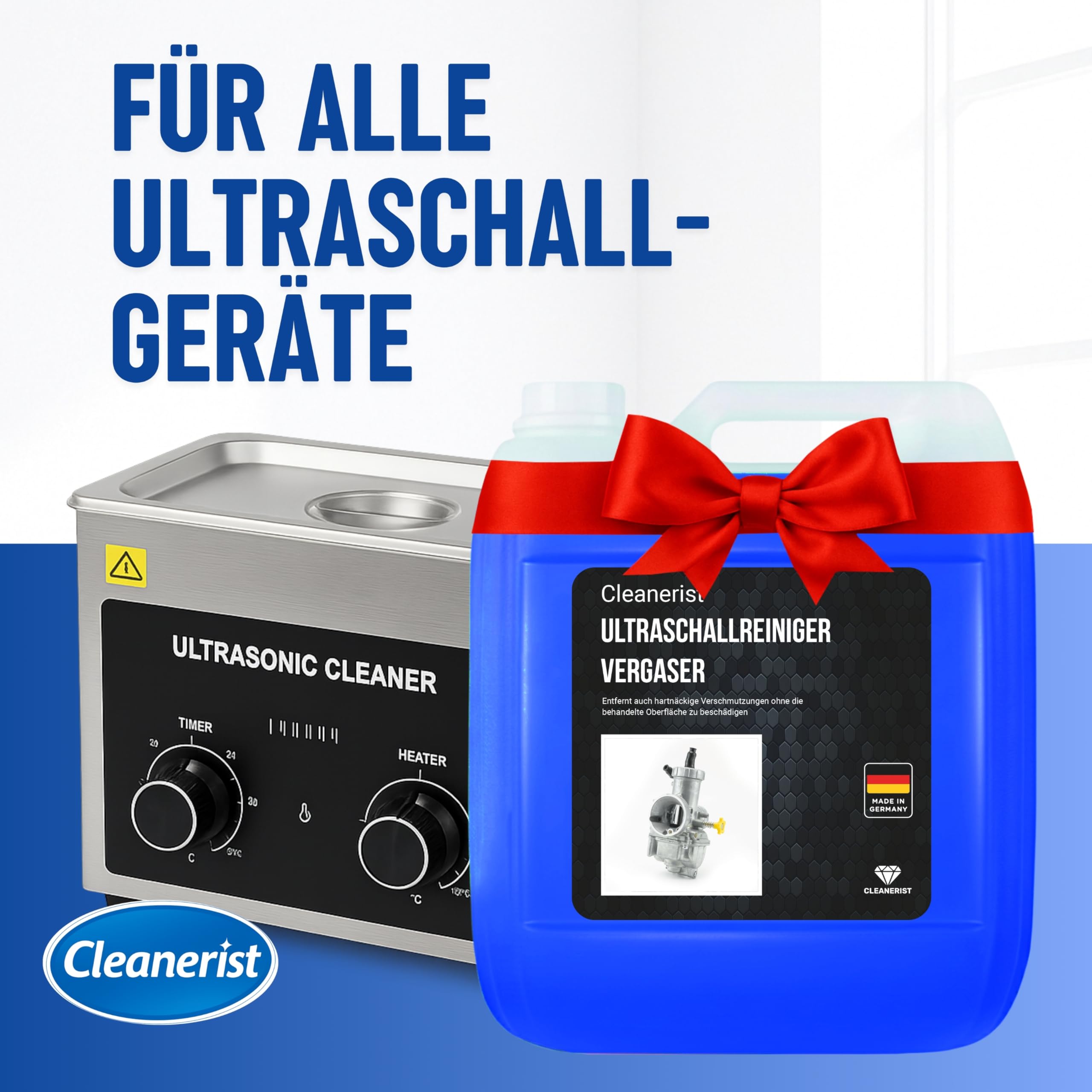 Cleanerist | 5L Ultraschallreiniger Werkstatt, Vergaser, Autoteile - Konzentrat für Ultraschallgeräte zur Kfz-Reinigung von Motoren, Bremsanlagen, Wellen, Pumpen, Düsen – gegen Schmutz, Öl & Fett