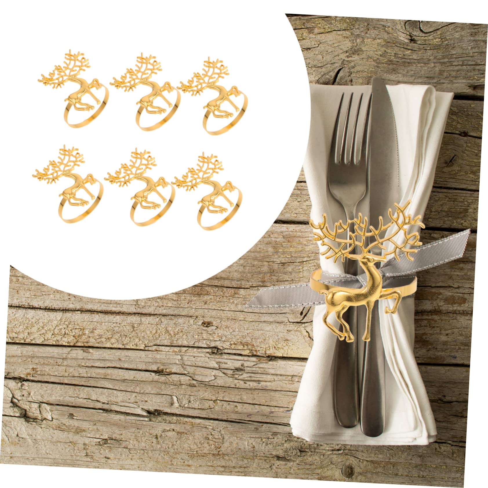 Alipis 24 Pz Portatovaglioli tavolo da pranzo anelli di tavolo delle renne Portatovaglioli natalizi anello decorazioni per tovaglioli di portatovaglioli unici lega Golden
