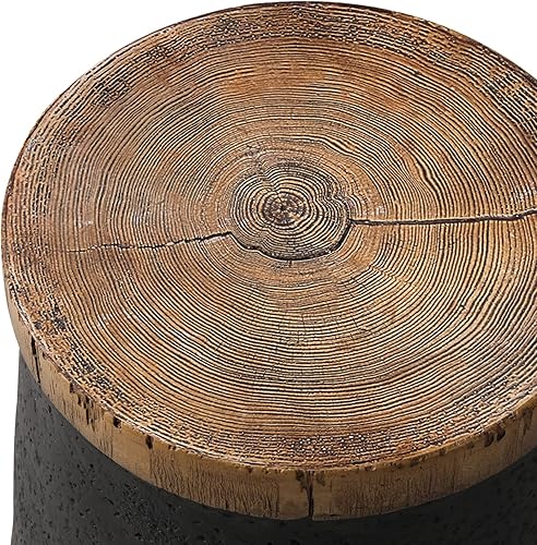 Miniatura 3 de Mesa auxiliar cilíndrica de hormigón, mesa auxiliar con escritorio de madera sintética, mesa auxiliar decorativa, taburete de plantas para