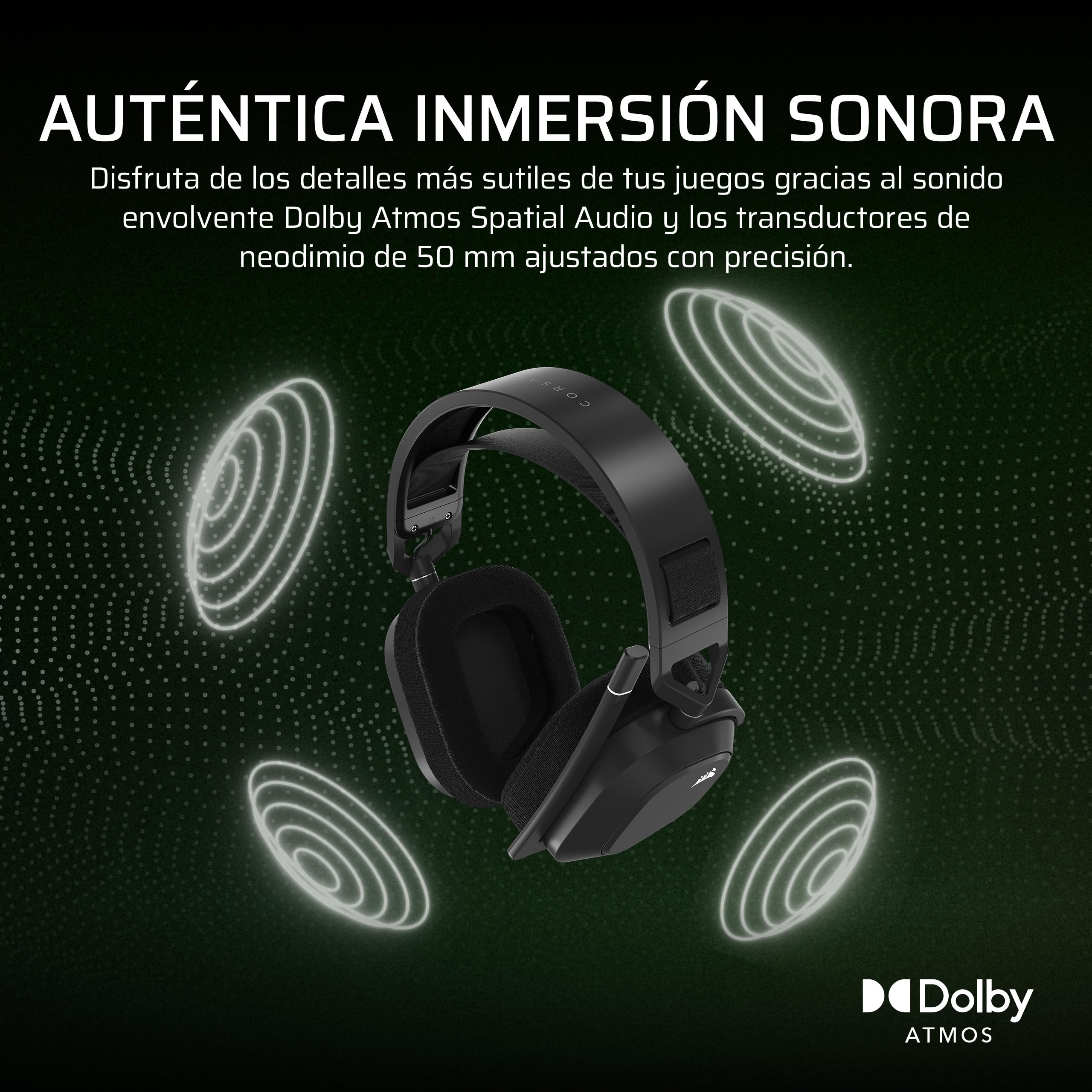 Corsair HS80 MAX Wireless Auriculares para Juegos Xbox Gaming Headset con Bluetooth – Dolby Atmos – Micrófono de Calidad Broadcast – Compatible con iCUE – Xbox, PC, Mac, Mobile – Gris Acero | Dolby Atmos, micrófono omnidireccional, compatible con iCUE, Xb