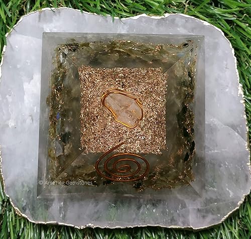 Miniatura 51 de Amazing Gemstone Pirámide de orgón grande Cristal de pirámide de turmalina negra oscura Pirámide de orgonita Pirámides de órgano Curación