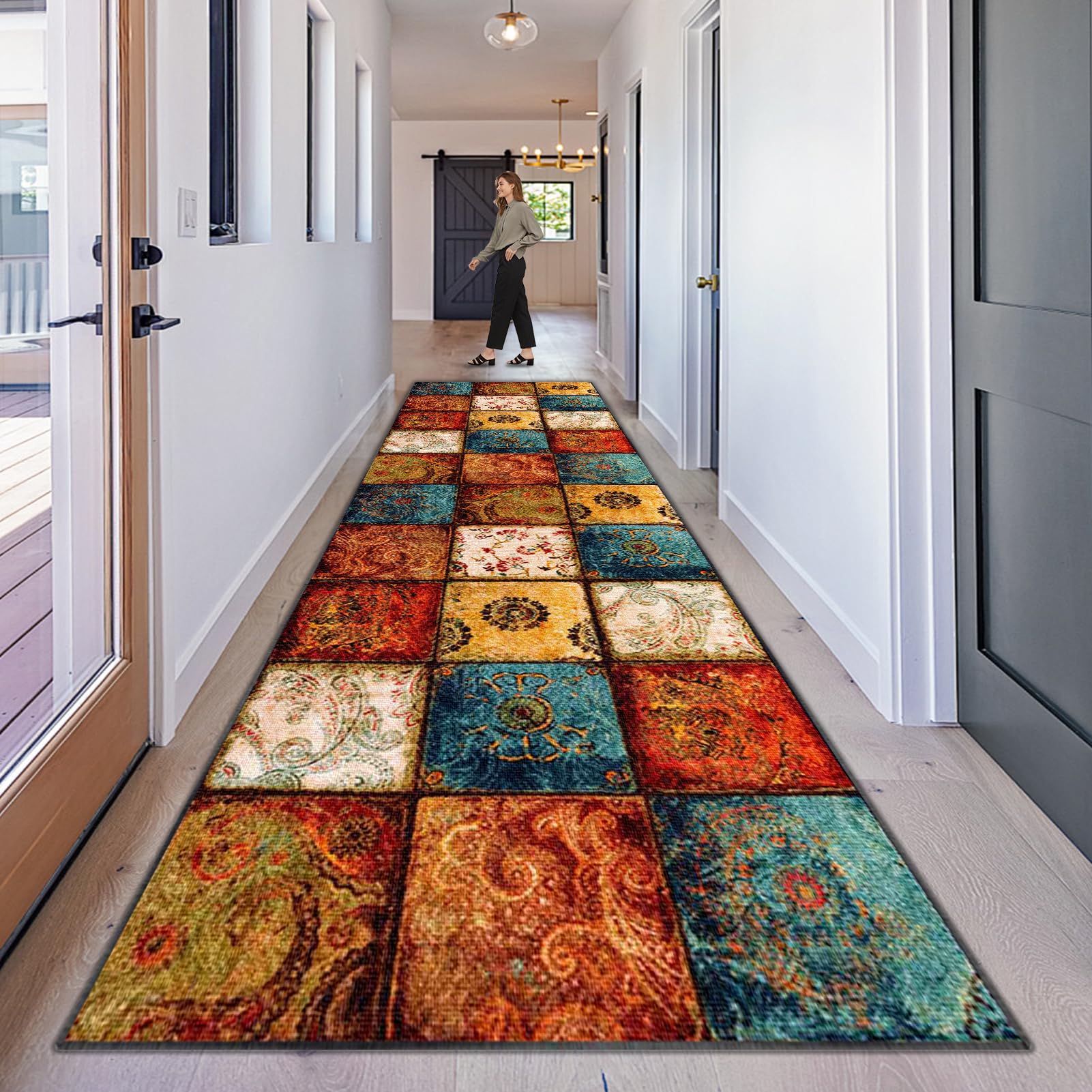 Tapis De Cuisine Antidérapant Et Lavable - 120x200 Cm - Poil Court - Design Moderne Et Vintage