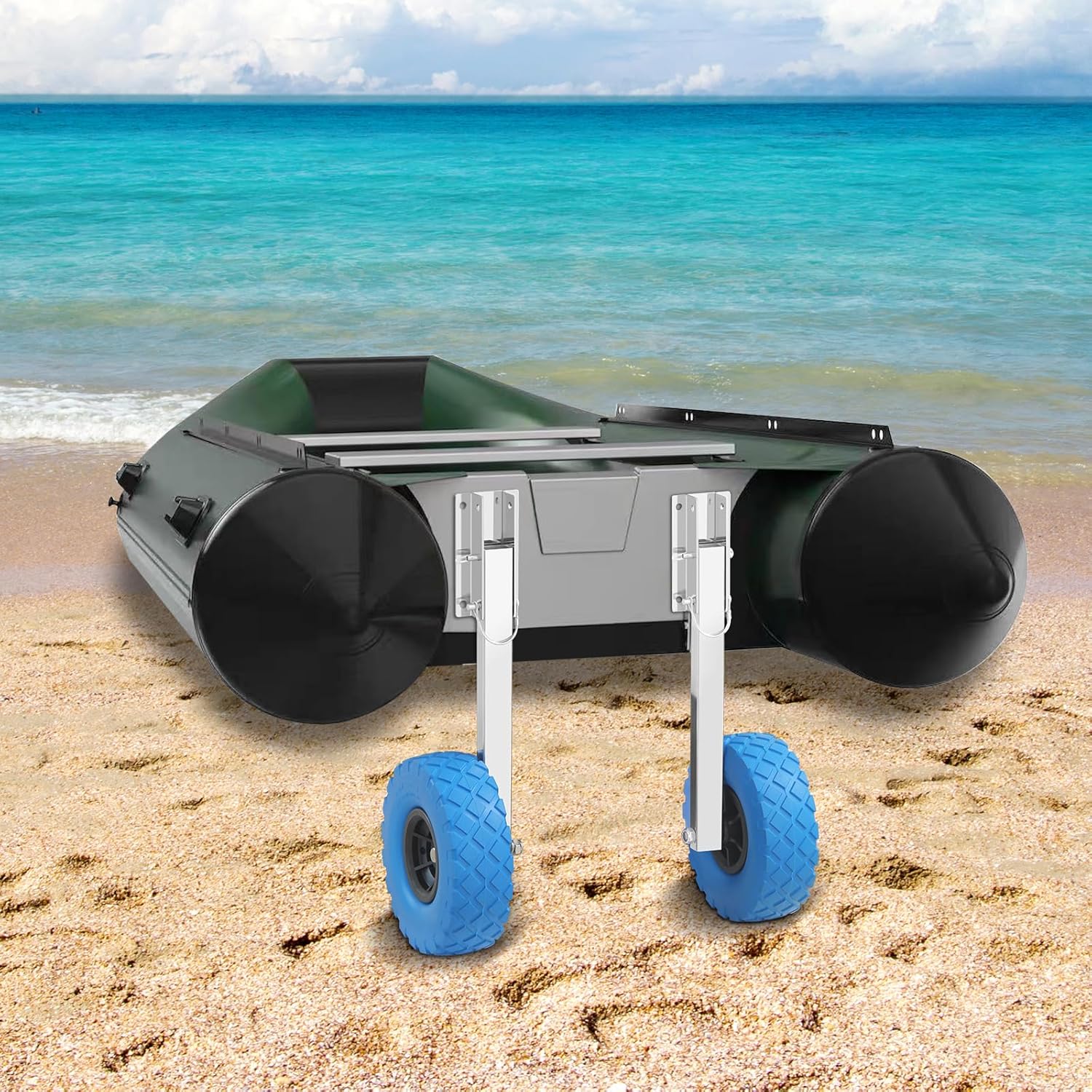 Boat Launching Wheels, 300 LBS Loading Capacity Inflatable Boat Launch Wheels, 10" Boat Transom Launching Wheel for Inflatable Dinghies, Rowing Boats
