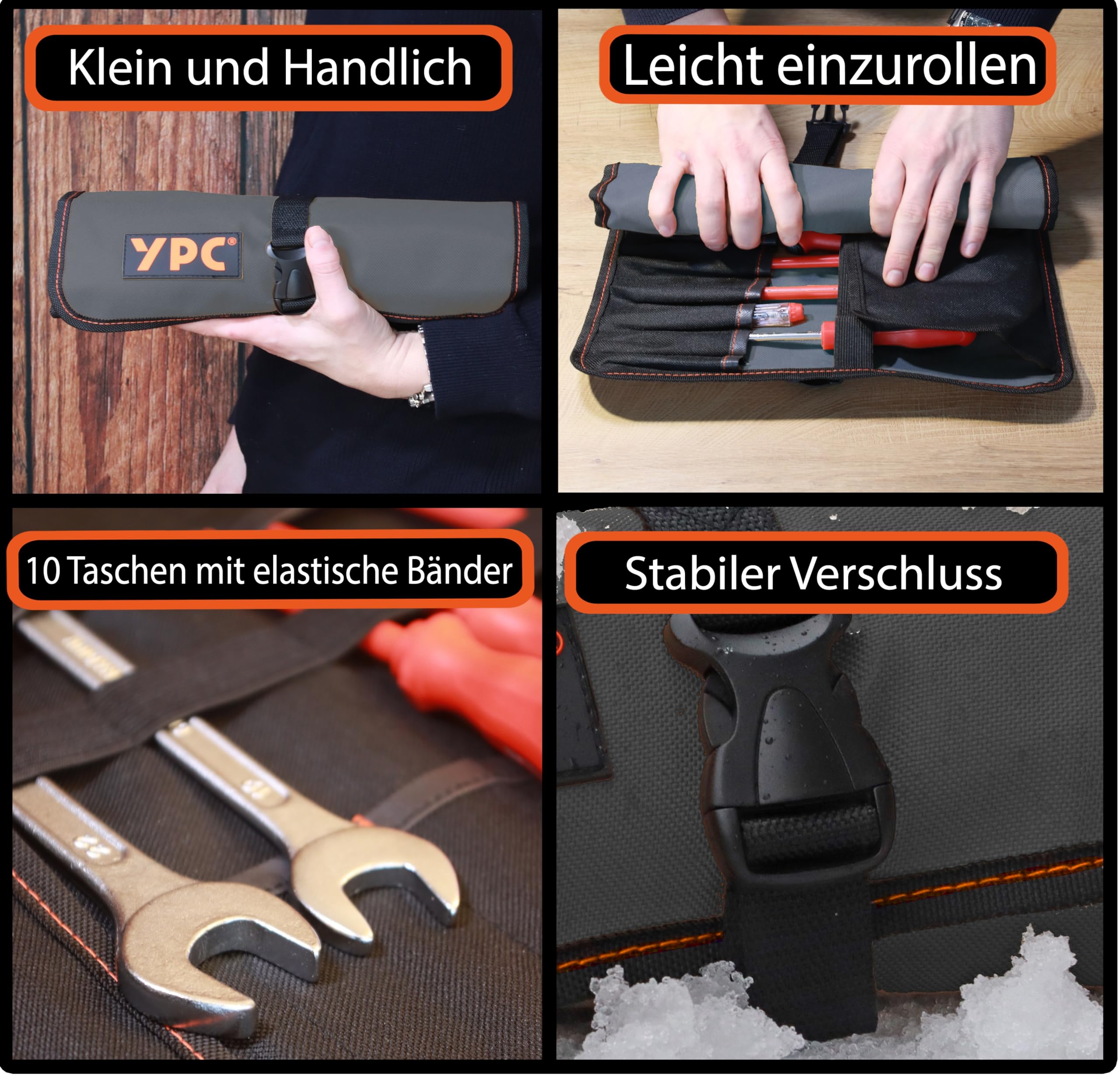 YPC VarioRoll XL - 56 X 34 Cm - 20 Compartiments Et 15 Passants - Sac à Outils Enroulable - Sac à Outils - Sac à Outils - Sac Vide