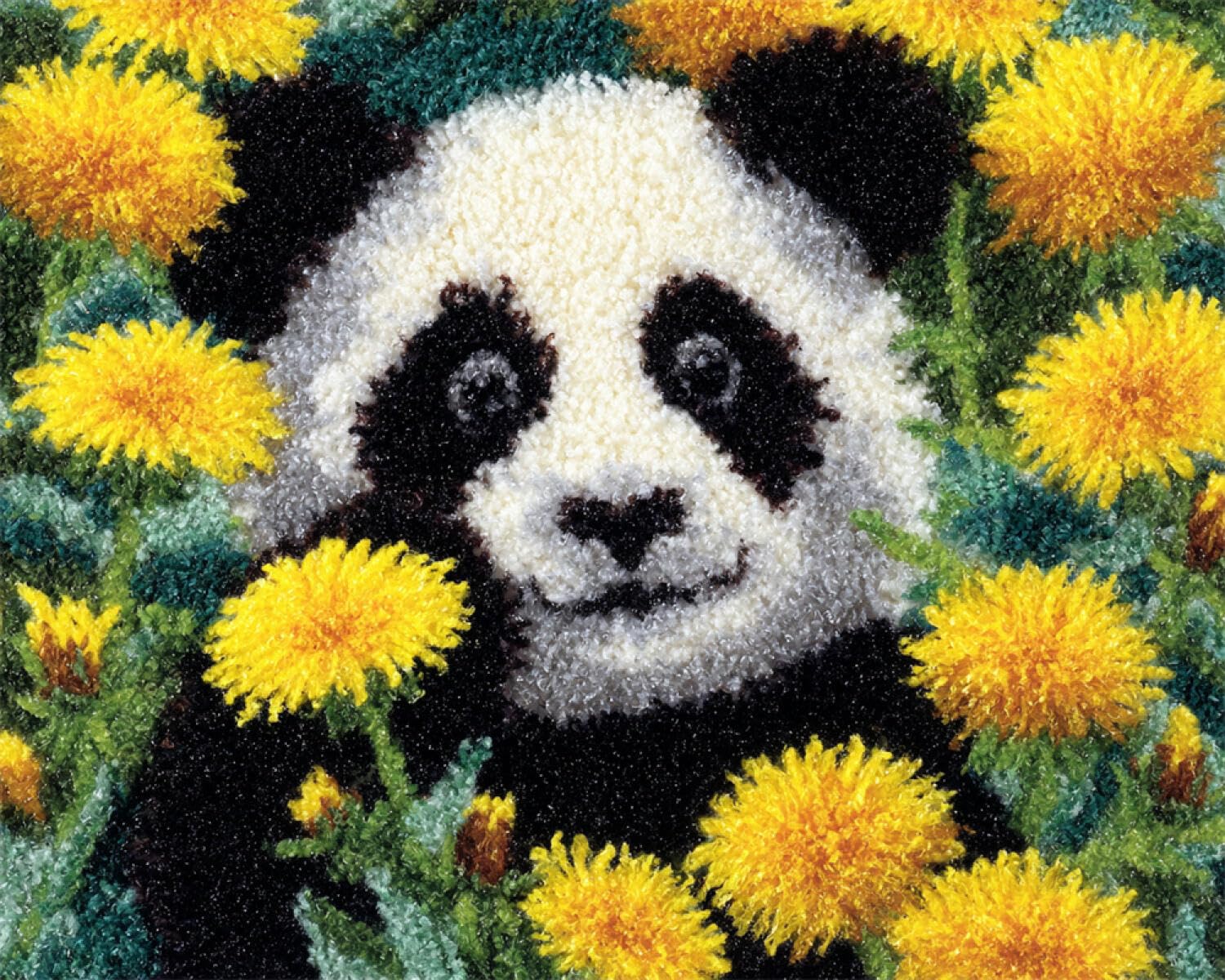 AMBATTERY Teppich Häkelnadel Set Riesenpandas und Blumen 60x90cm