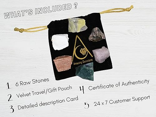 Miniatura 6 de Cristales para manifestación de amor, juego de 6 cristales curativos de cuarzo rosa, rodonita, piedra lunar melocotón, serpentina, escolecita y